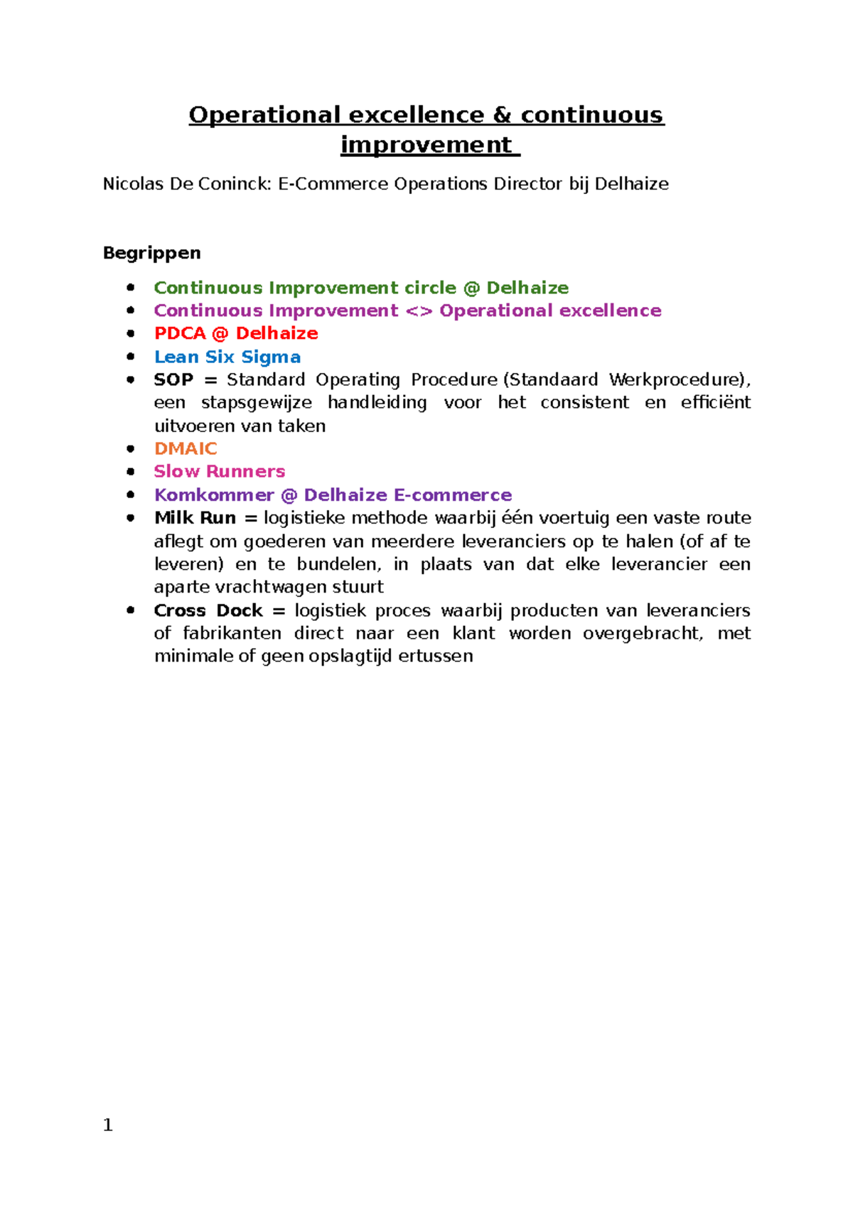 Gastcollege: Operational Excellence en Continuous Improvement bij ...