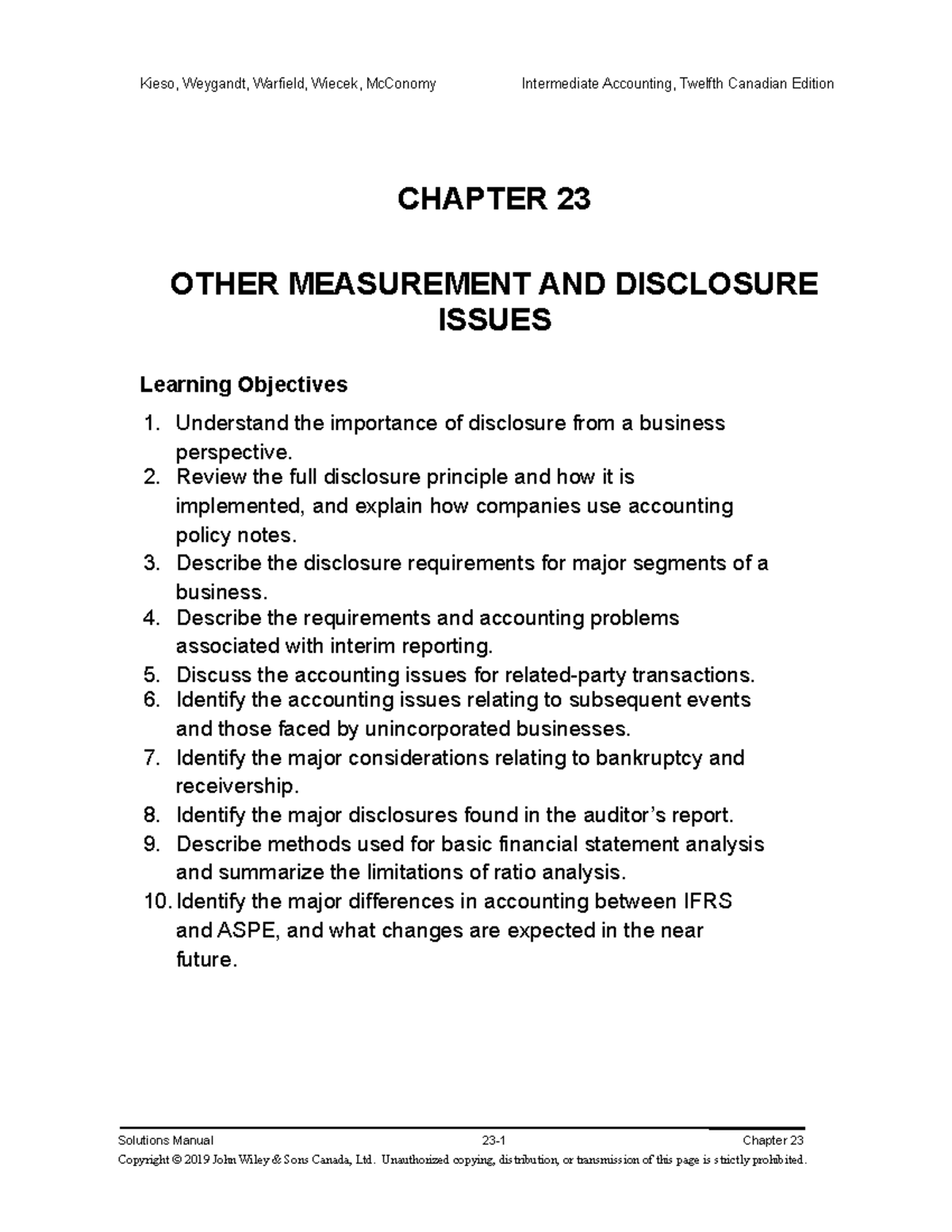 Ch 23 Solutions - Kieso, Intermediate Accounting, 12e Can, Vol 2 - Studocu