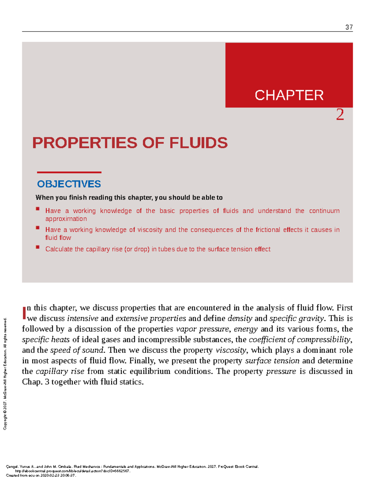 Fluid Mechanics Fundamentals and Applications - Chapter 2: Properties ...
