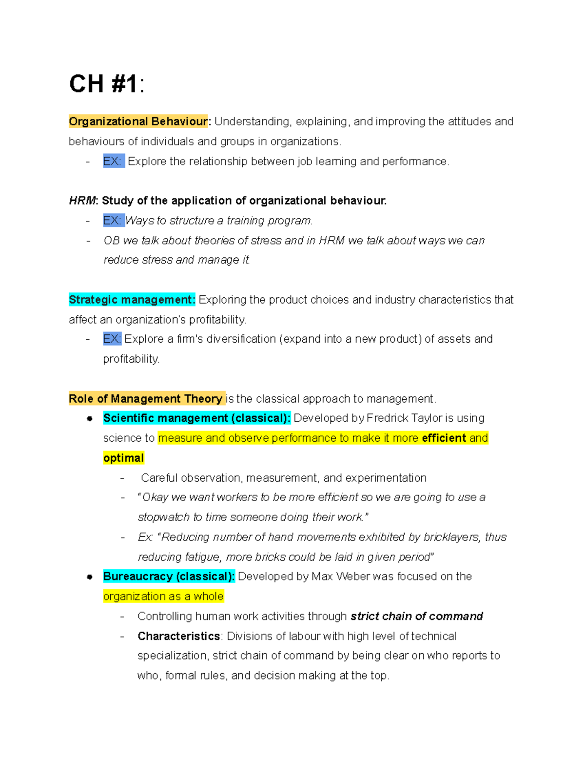 OB 2181 Exam #1: Key Concepts in Organizational Behaviour - Studocu
