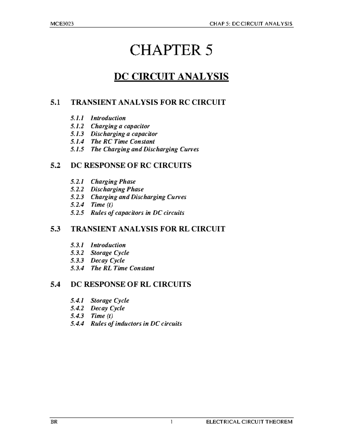 DC Circuit Analysis: Transient Response and Steady-State Conditions ...