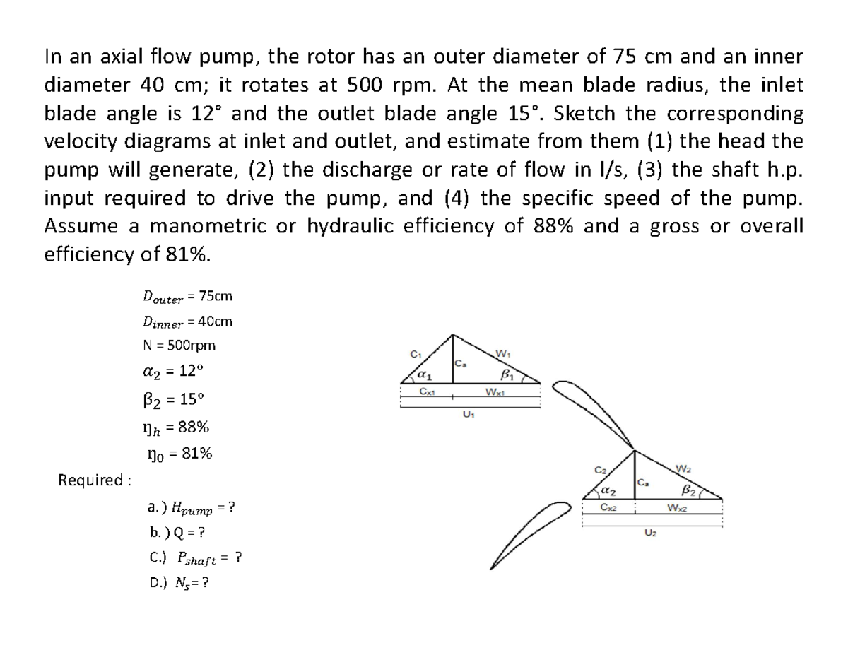 UNIT VII: Centrifugal Pumps, Fans & Blowers - Calculation Example - Studocu