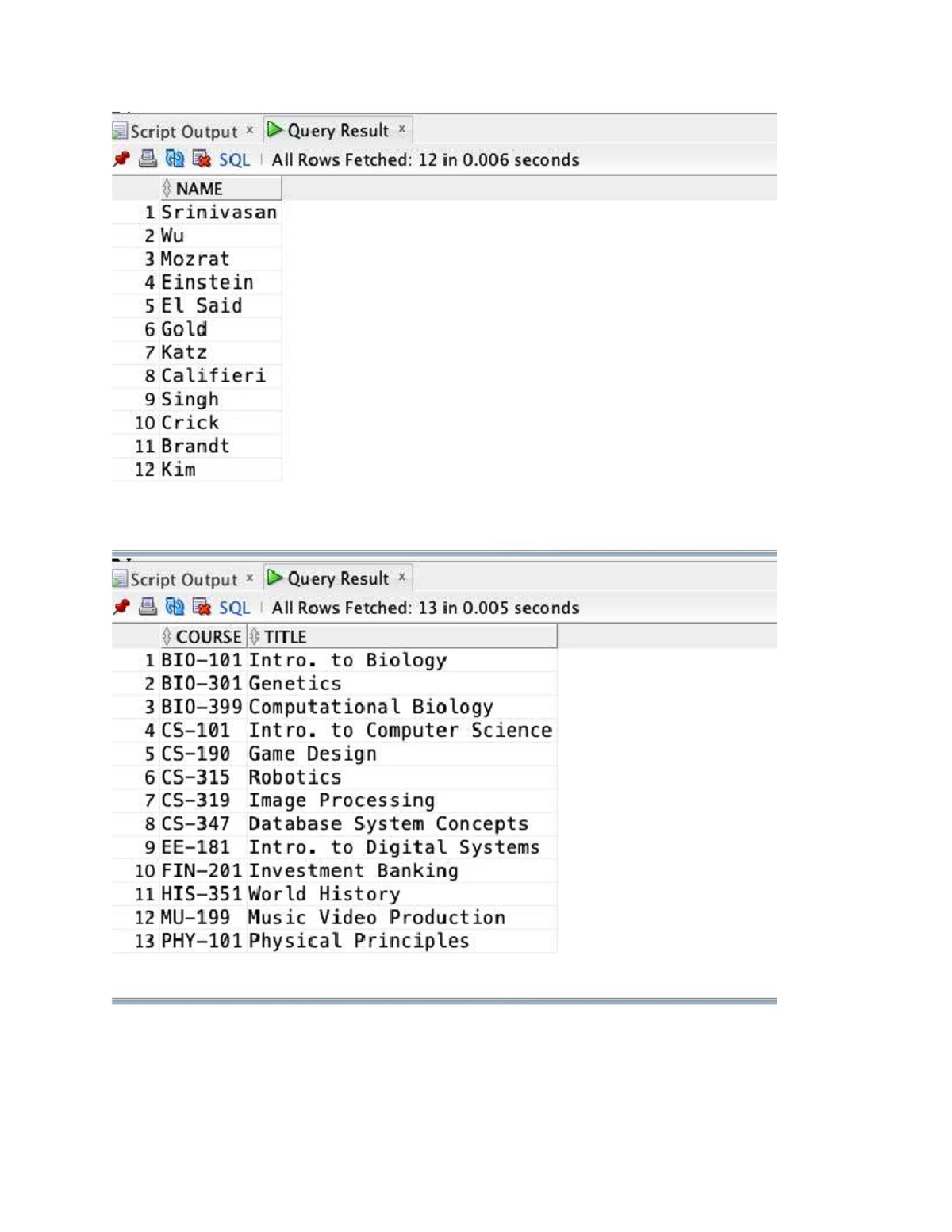 LAB02 - SQL Query Results and Script Outputs Analysis - Studocu