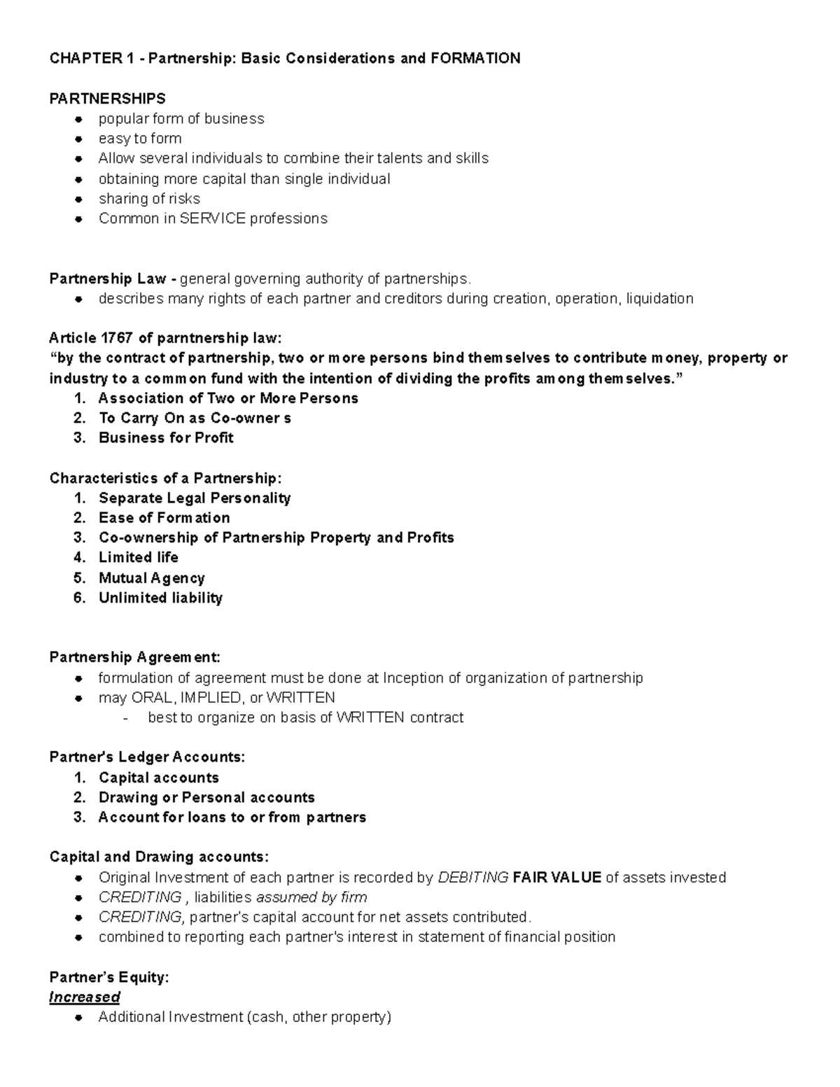AFAR- Chapter 1: Partnership Formation and Key Considerations - Studocu