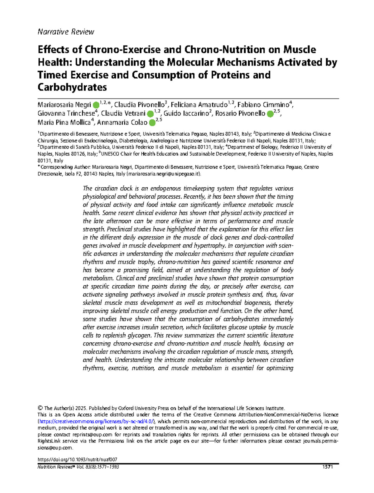 Nuaf007 - Narrative Review on Muscle Health: Circadian Rhythms ...
