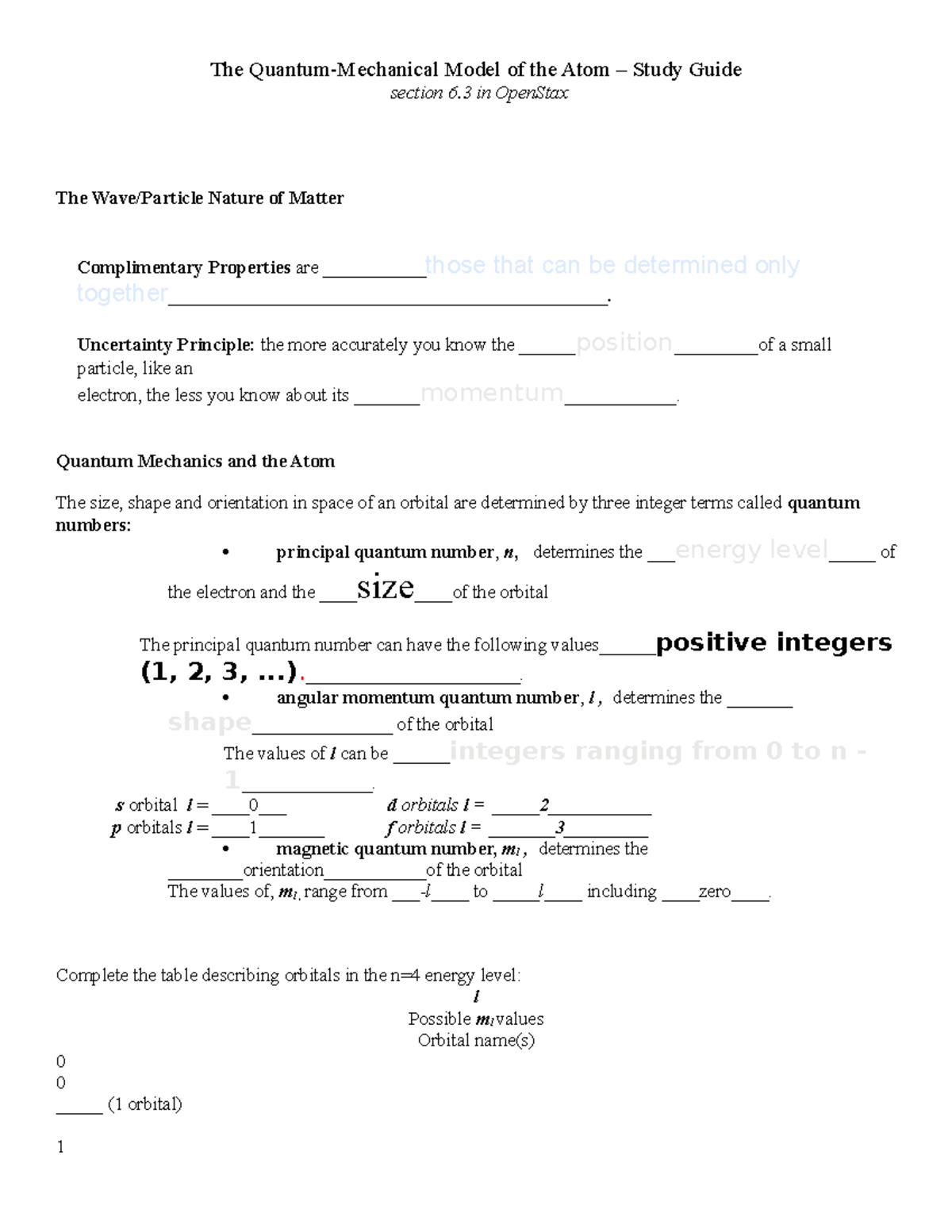 CH6 3 Quantum Mechanics Final Exam Study Guide - Studocu