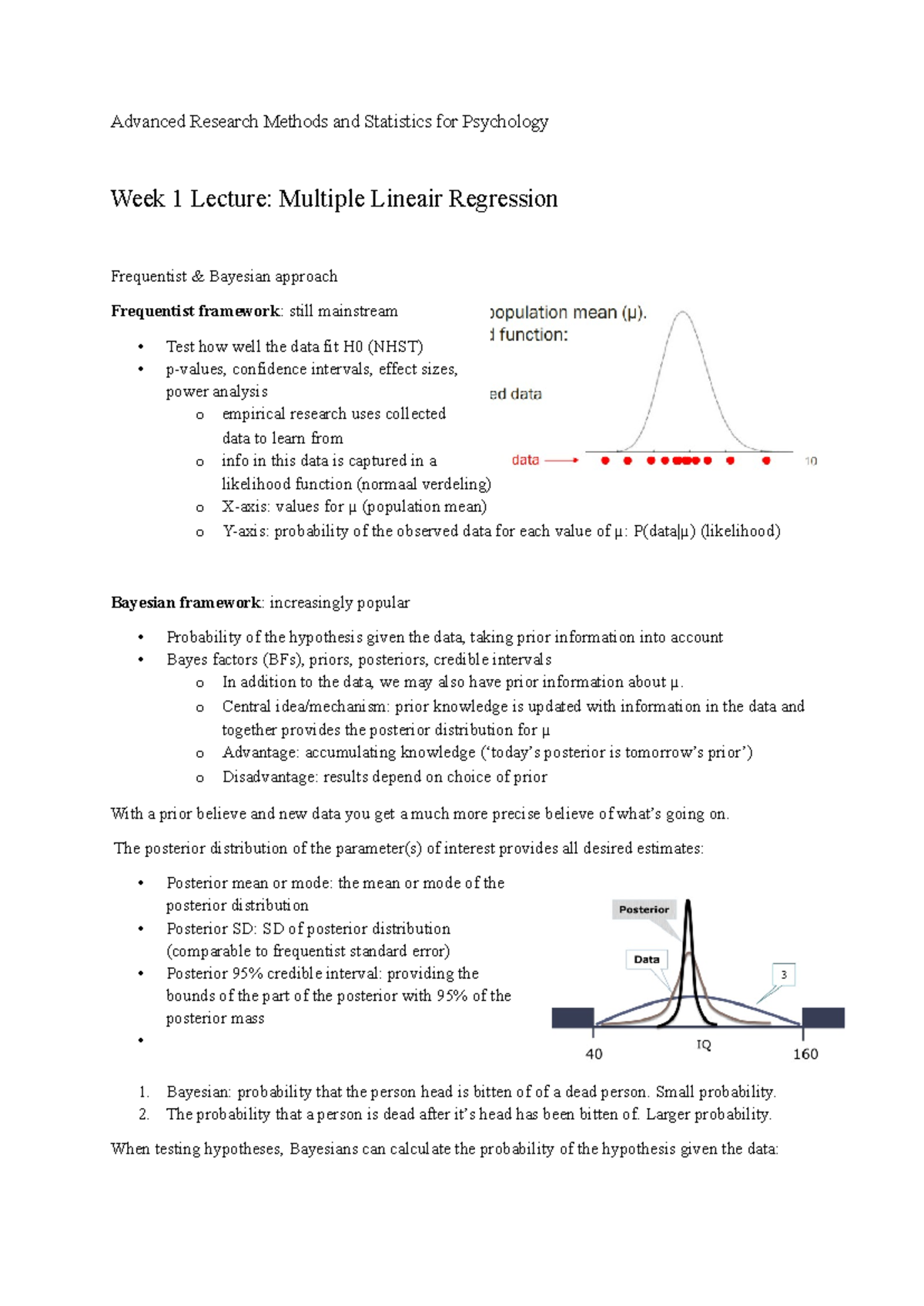 Advanced Research Methods (ARMS) - Week 1 Lecture Notes Summary ...
