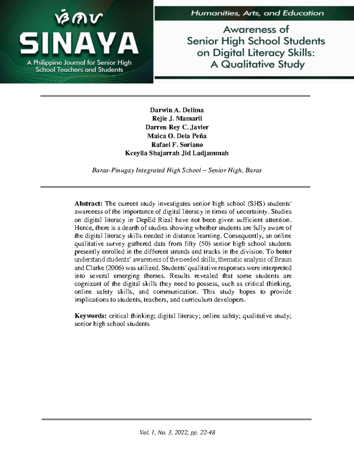 Digital Literacy Skills among SHS Students Amidst the Pandemic: A Study ...