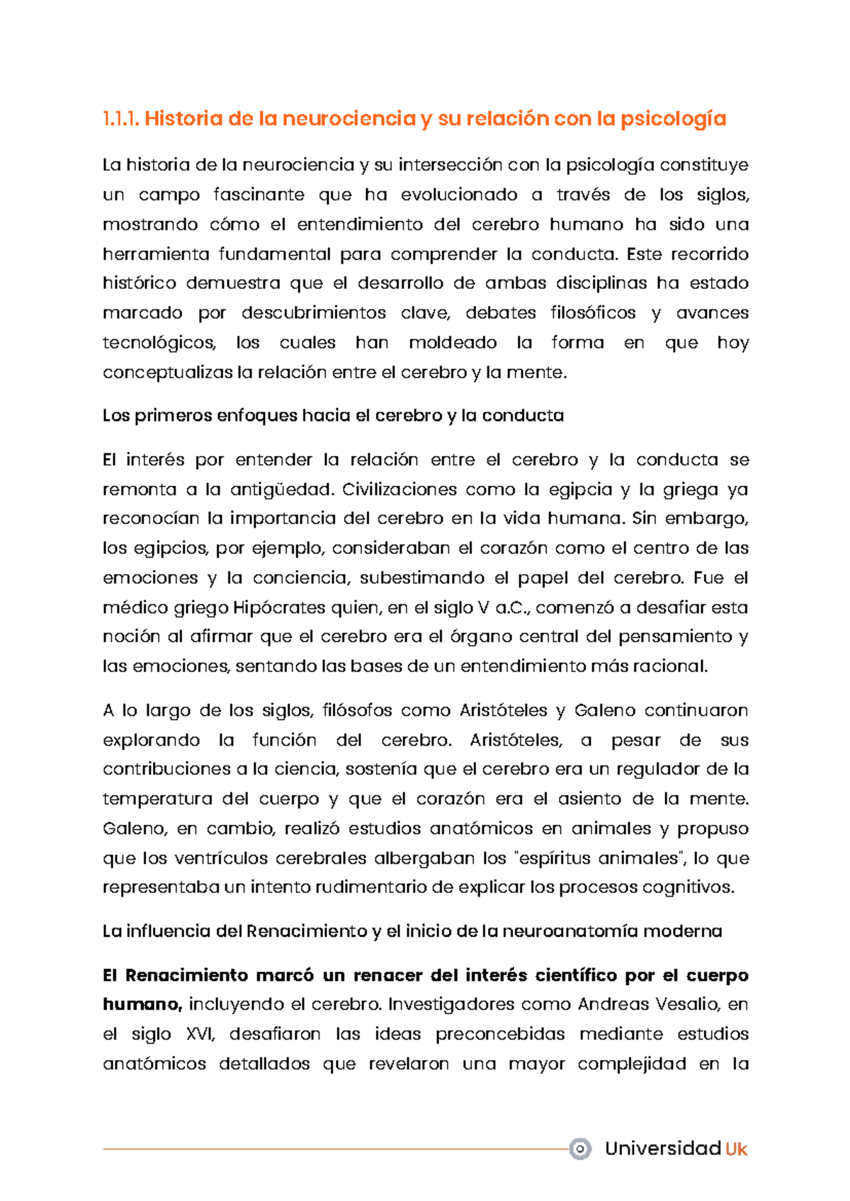 01. Historia de la Neurociencia y su Relación con la Psicología - Studocu