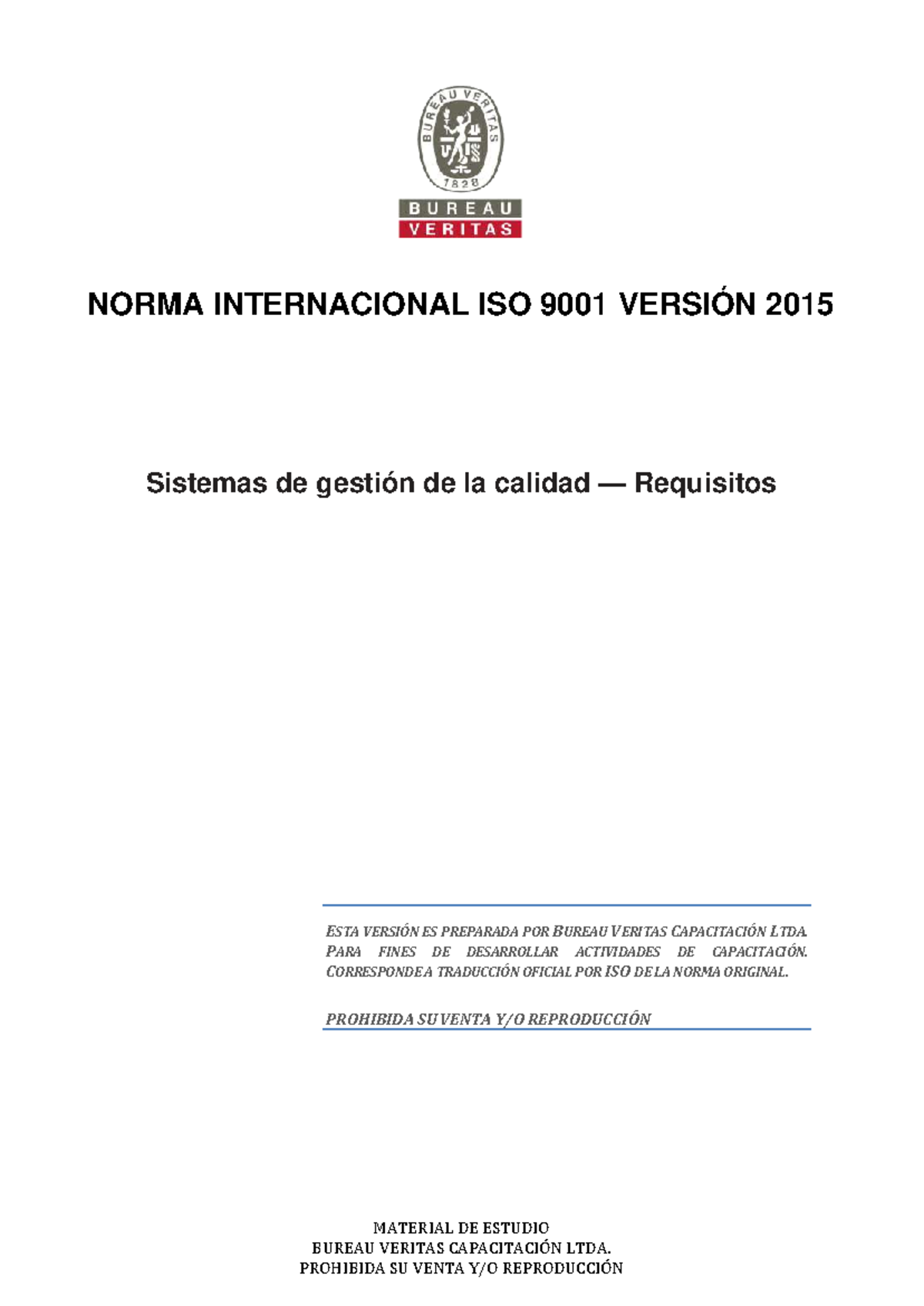ISO 9001:2015 - Requisitos y Principios de Gestión de Calidad - Studocu