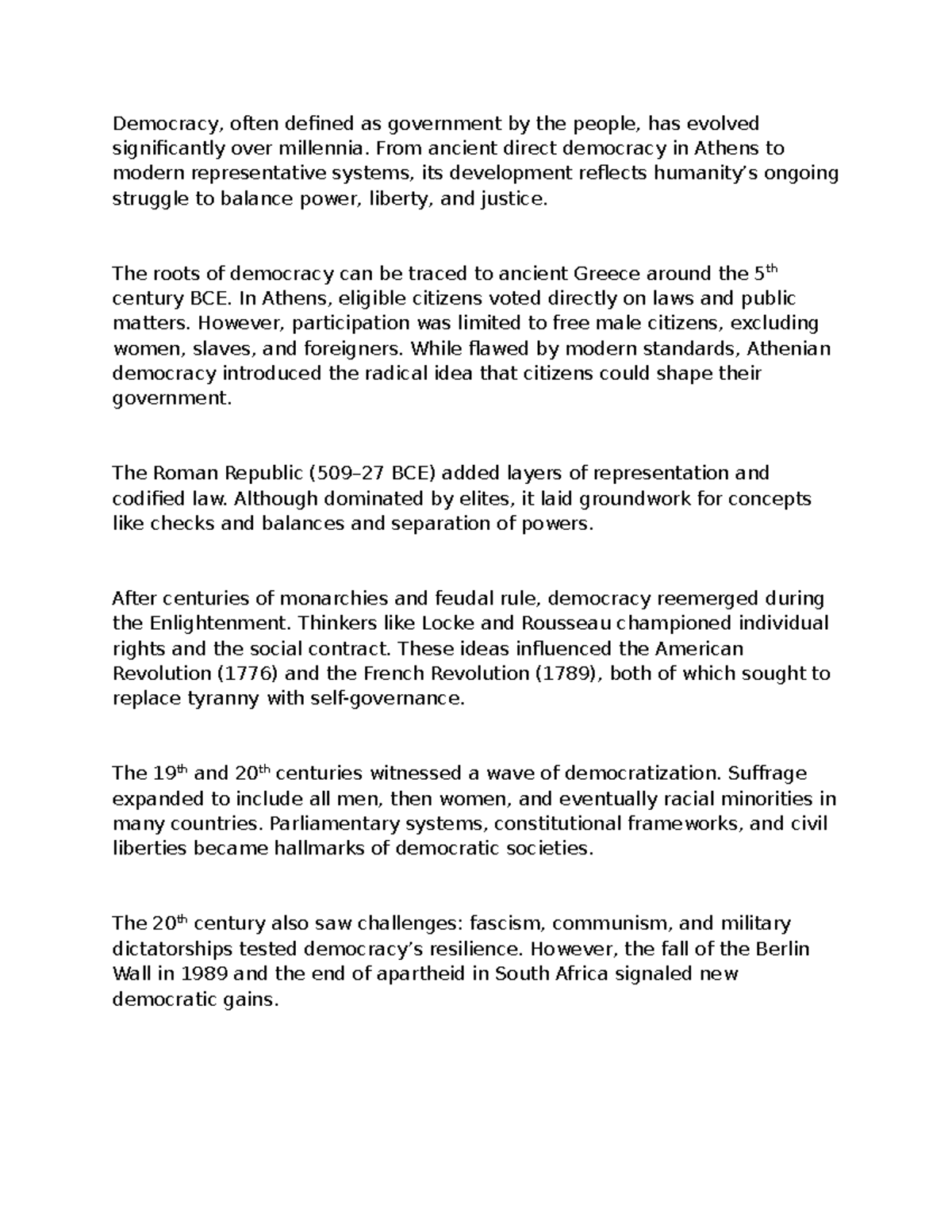 The Evolution of Democracy Throughout History - Democracy, often ...