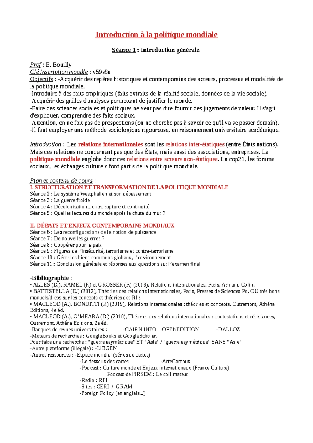 Introduction à la Politique Mondiale - IPM: Concepts et Perspectives ...