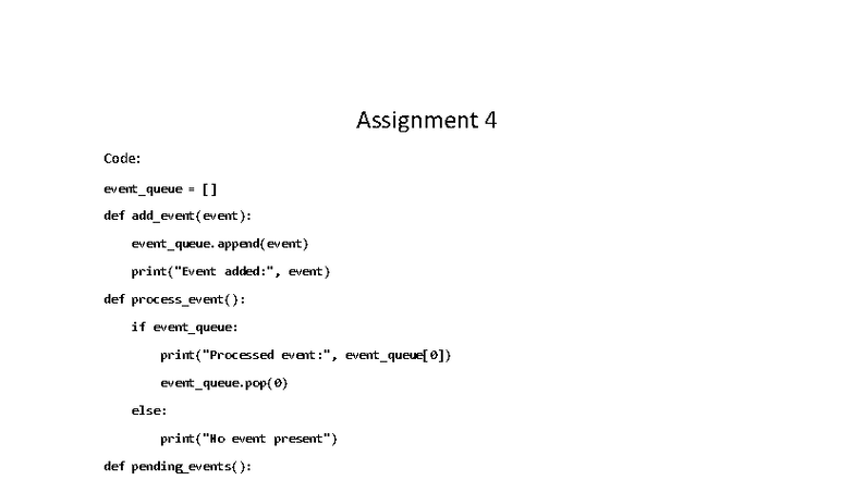 Event Queue System Implementation - Assignment 4 - Studocu