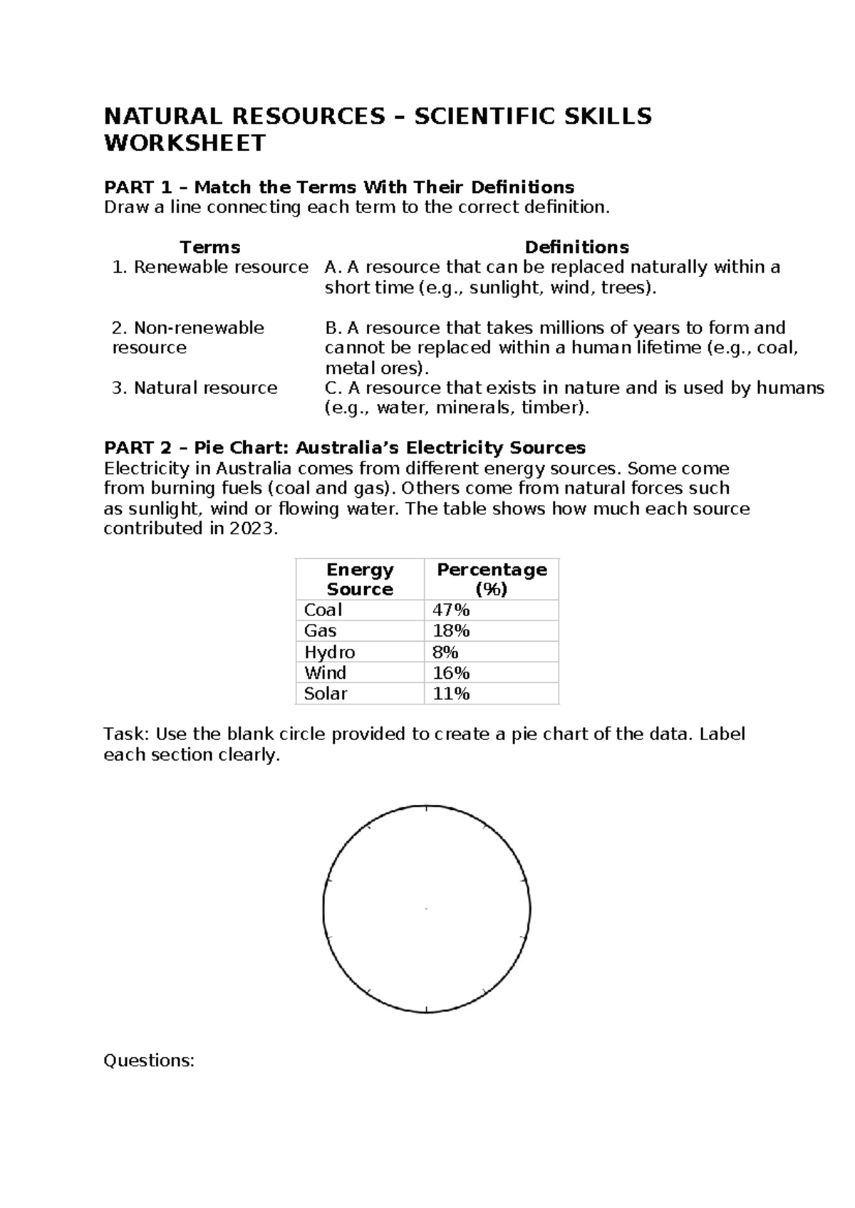 NATURAL RESOURCES SCIENTIFIC SKILLS WORKSHEET PART 1-7 - Studocu