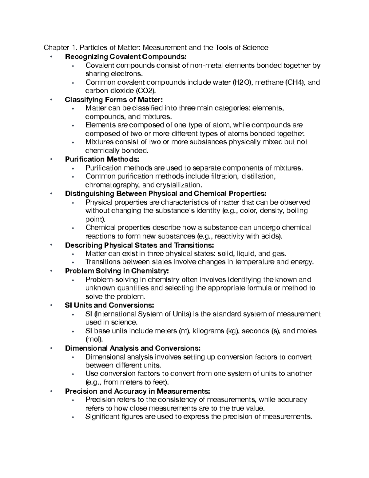 Chem 101: Module 1 - Particles of Matter & Measurement Notes - Studocu
