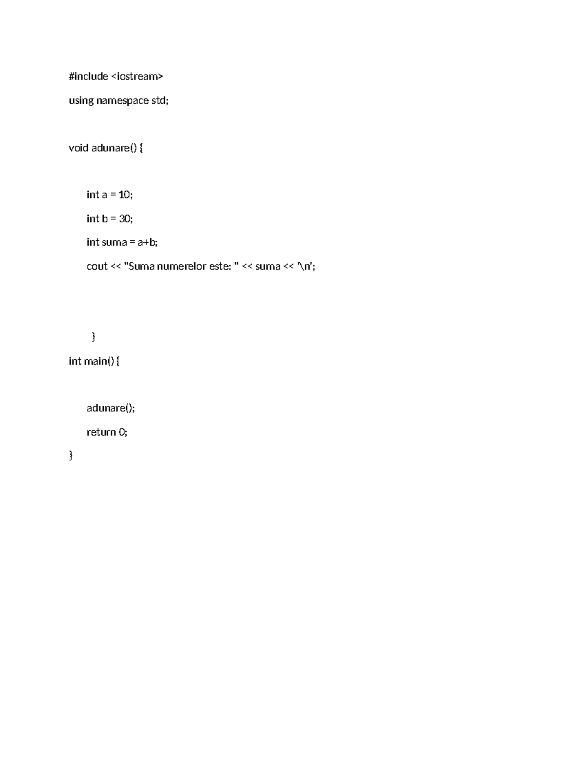 Cod - a simple exercise for calculating sum in c++ - Programarea ...