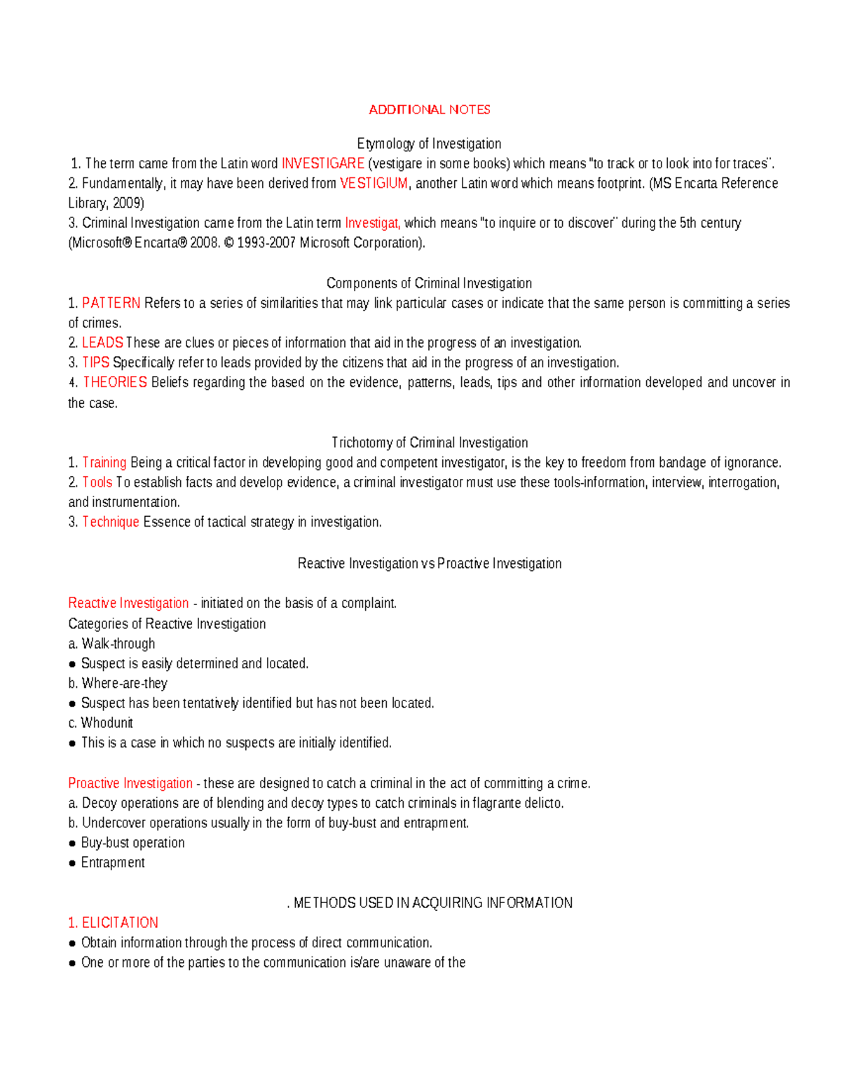 Criminal Investigation: Key Concepts and Methods (Course Code ...