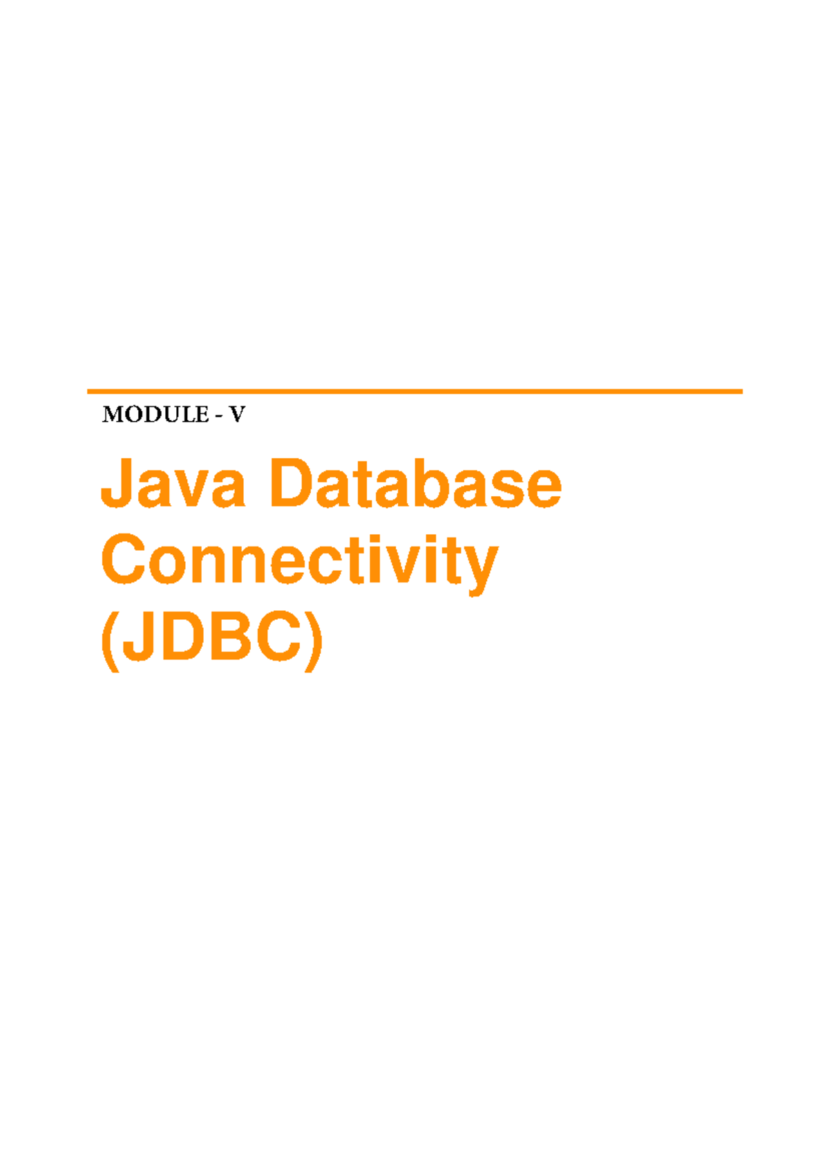 MODULE V: JDBC Overview and Application Guide - Studocu