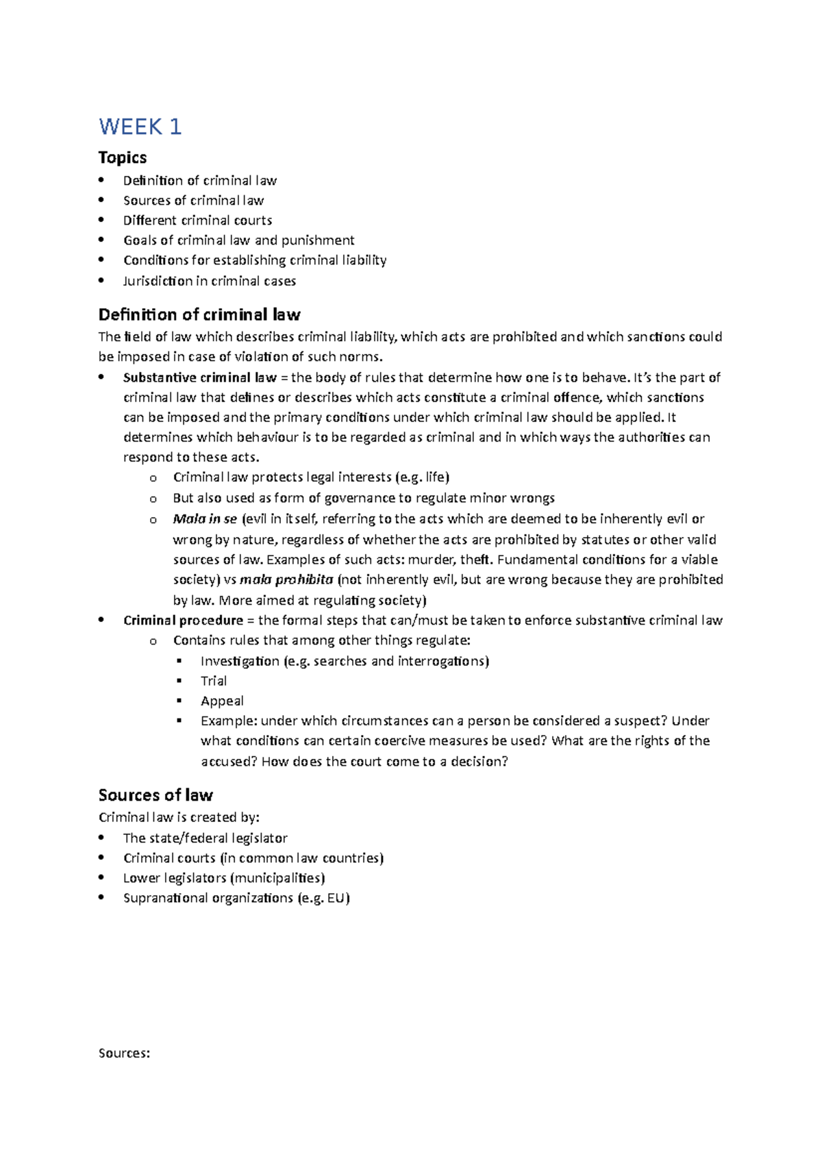 Criminal Law (CL101) - Comprehensive Lecture Notes and Concepts ...
