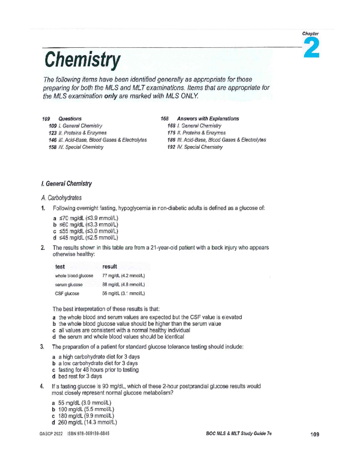 Chapter 2 Chemistry: MLS & MLT Exam Prep Questions and Answers - Studocu