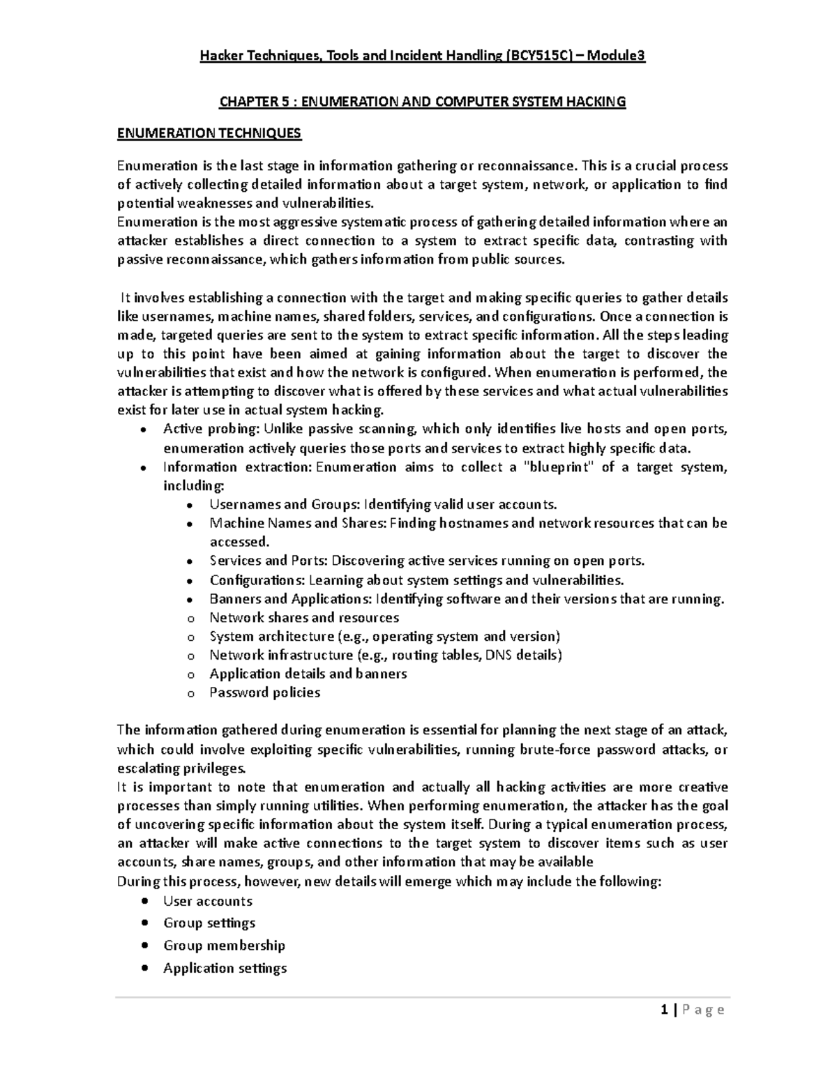 Hacker Techniques, Tools and Incident Handling (BCY515C) Module 3 ...