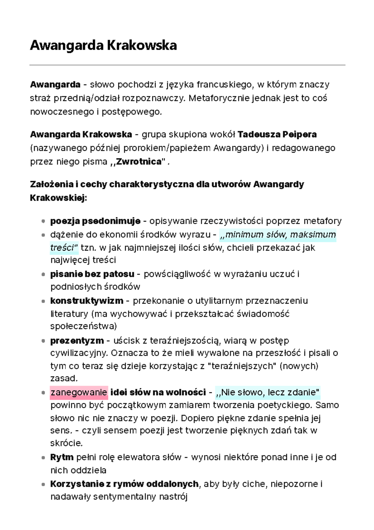 Awangarda Krakowska - ddadaddad - Awangarda - słowo pochodzi z języka ...