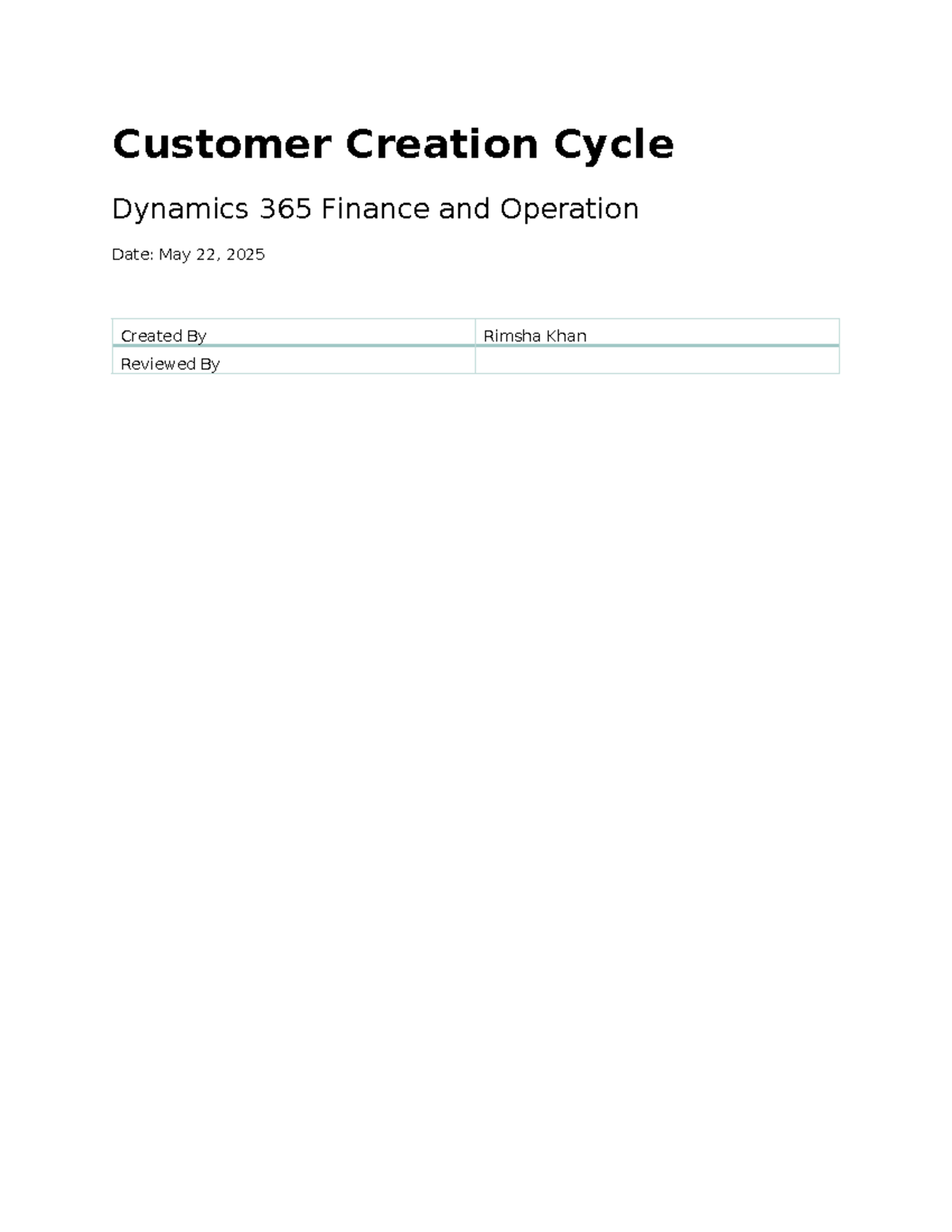 Customer Creation Cycle in Dynamics 365 Finance & Operations - Studocu