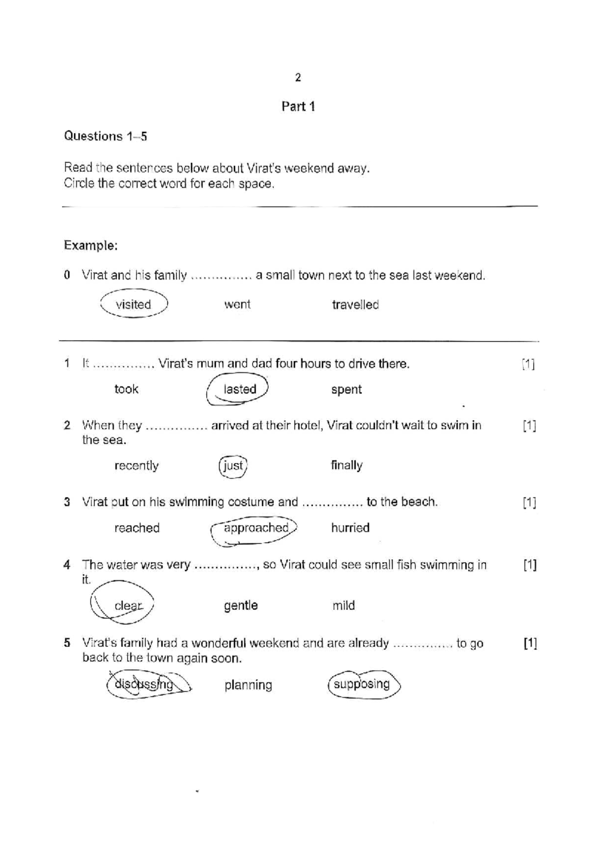 Weekend Away Practice Questions (Part 1 & 2) - English Language Skills ...