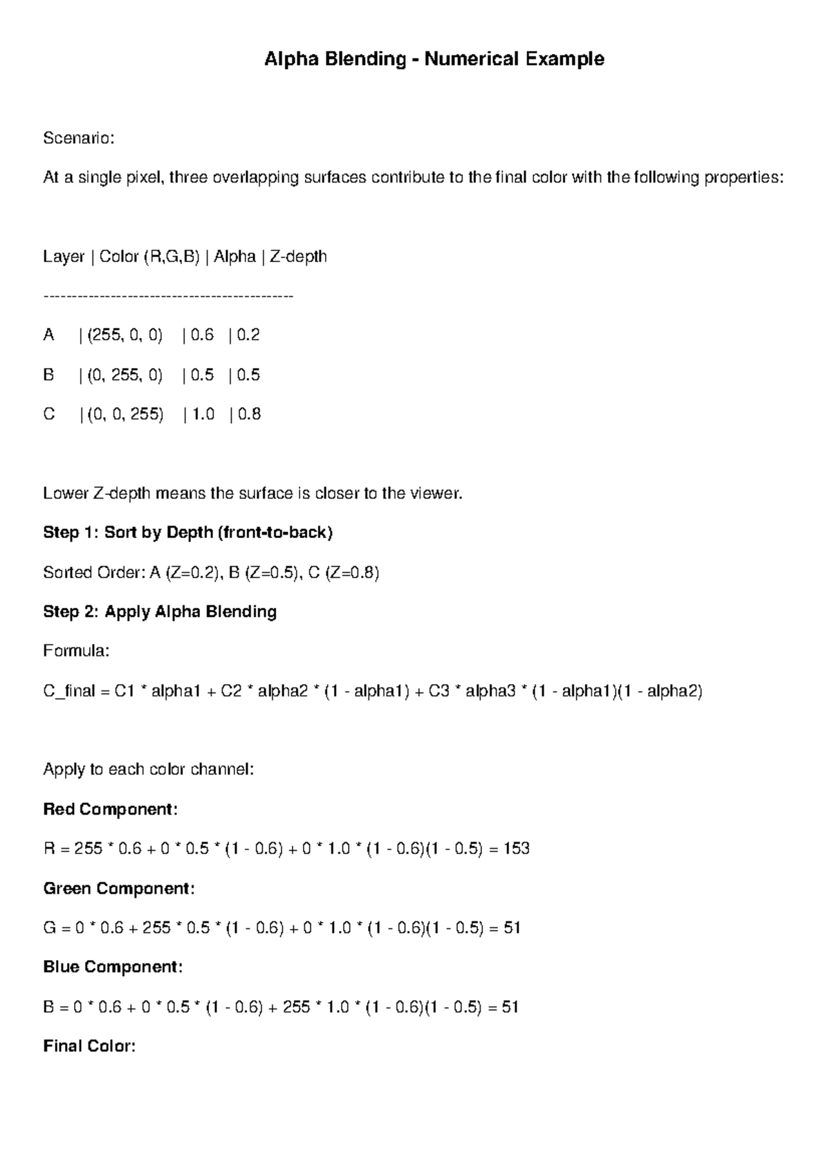 Depth Buffer Method Numerical Example: T1 & T2 Overlap Analysis - Studocu