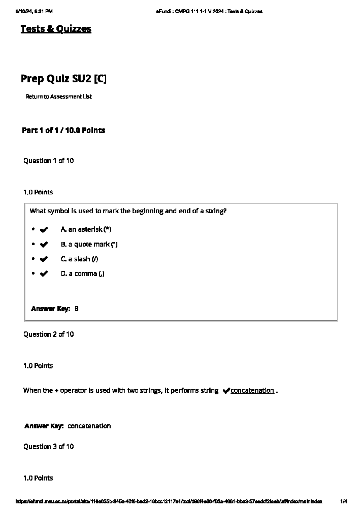 CMPG V 2024: Python Tests & Quizzes Prep Guide - Studocu