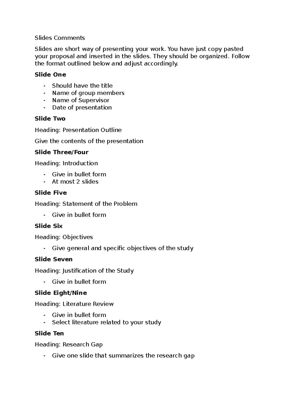 Slides Comments for Statistics Students: Presentation Guidelines - Studocu