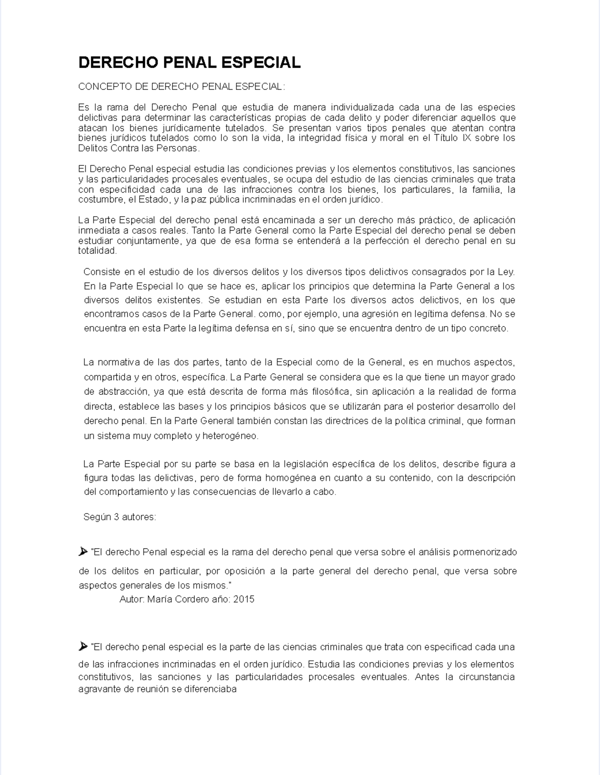 Derecho Penal Especial: Conceptos y Clasificación de Delitos - Studocu