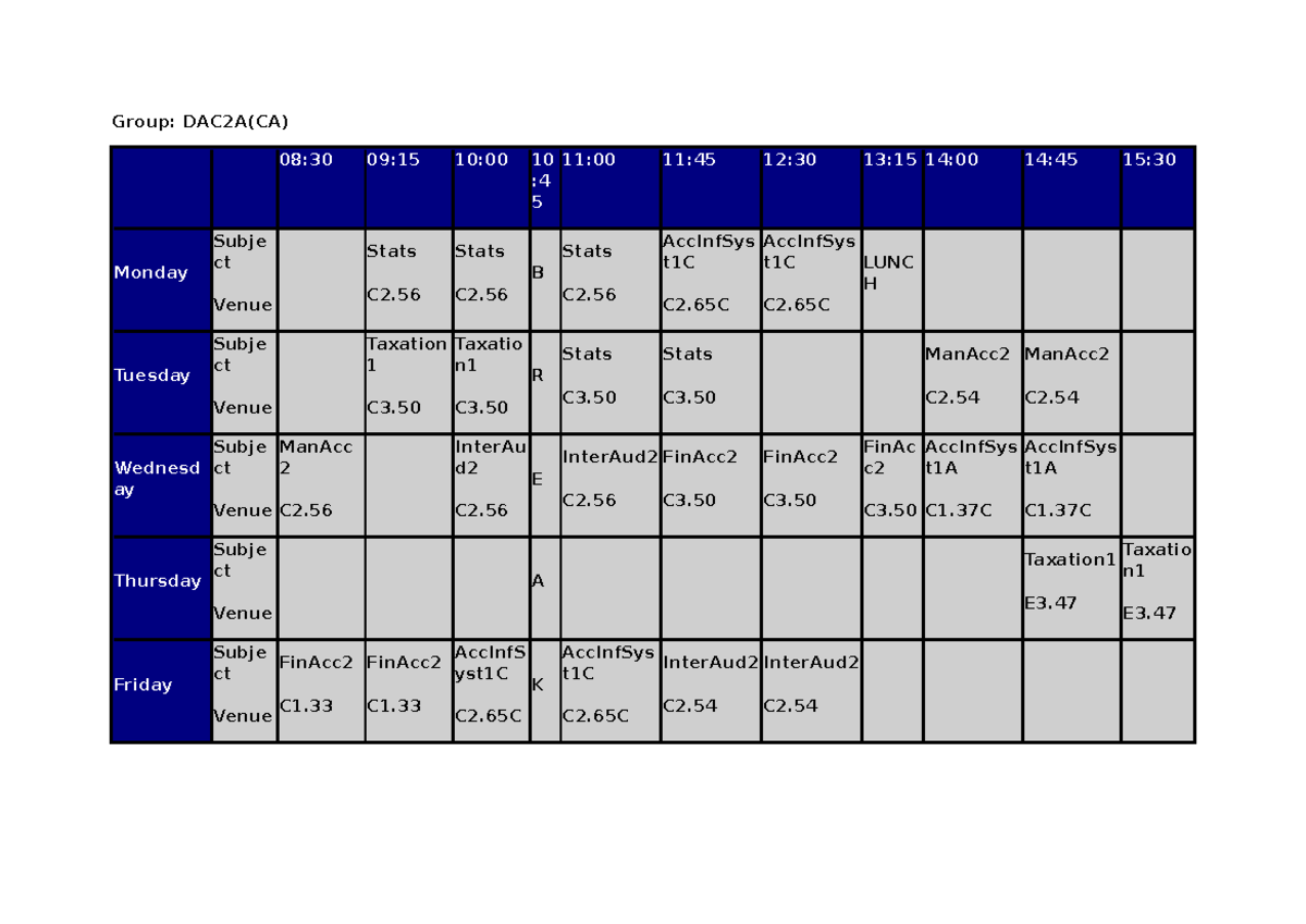 Level 2 Semester 2 Class Timetables D6 FT 2025 - Studocu