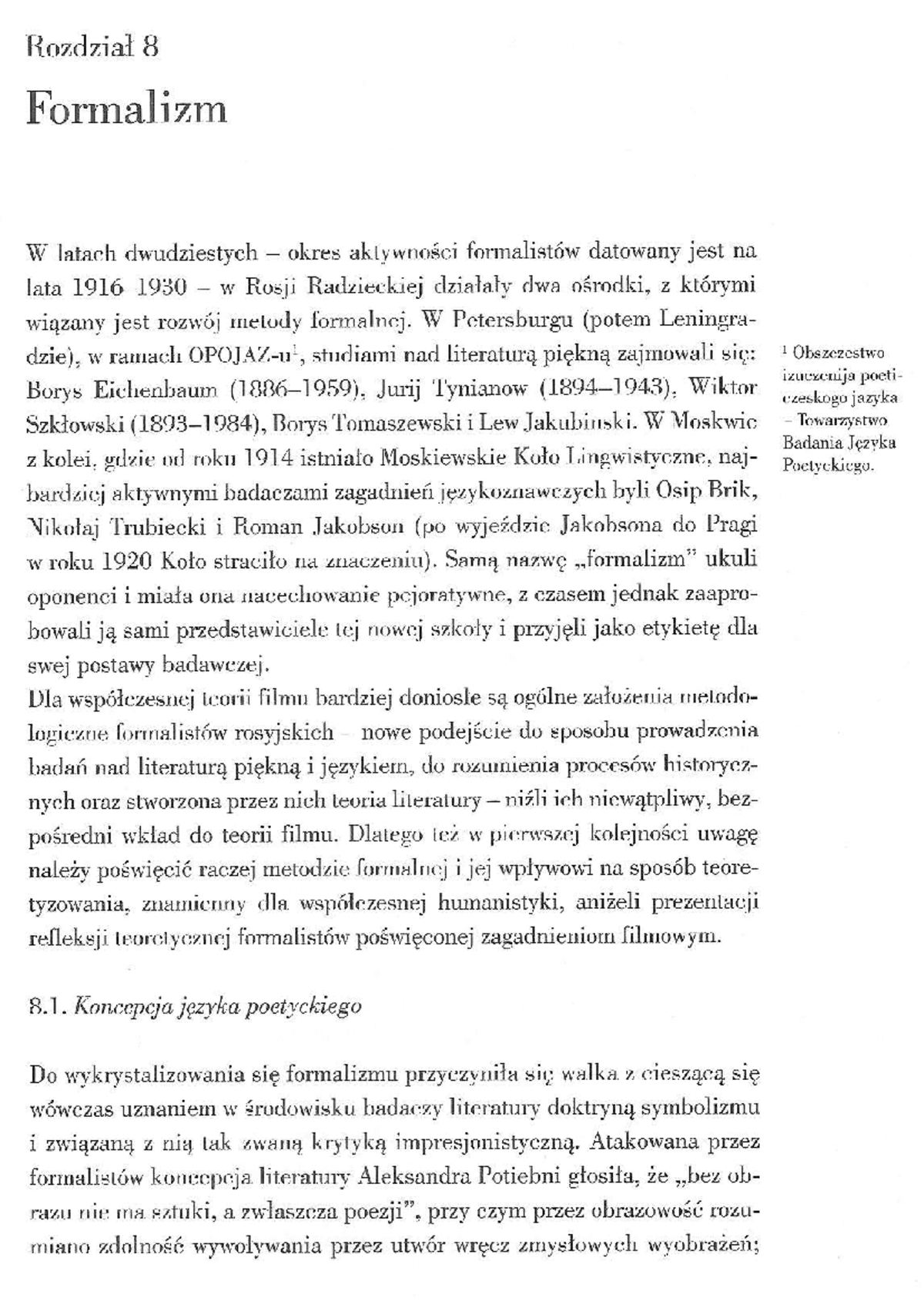 Rozdział 8: Formalizm w Literaturze i Filmie - Notatki z Książki - Studocu