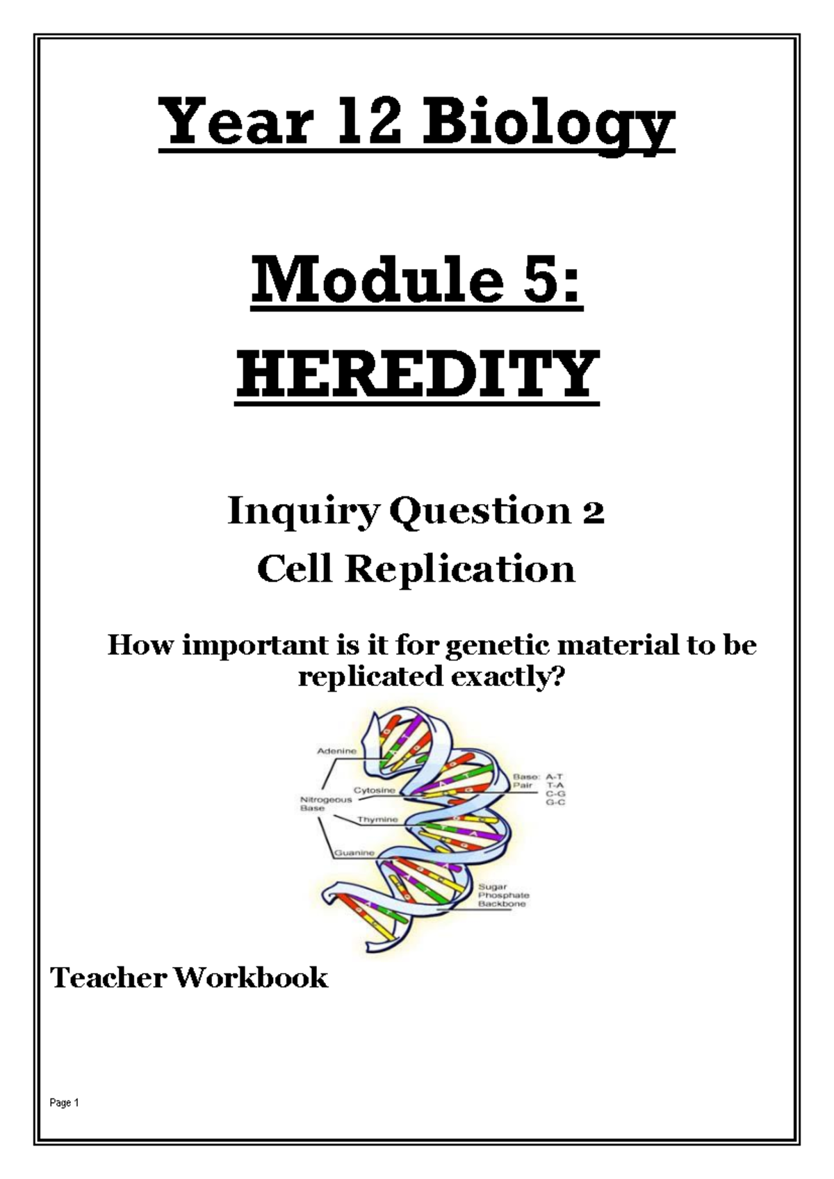 BIO M5IQ2 WB Teacher - Workbook for Module 5 - Year 12 Biology Module 5 ...
