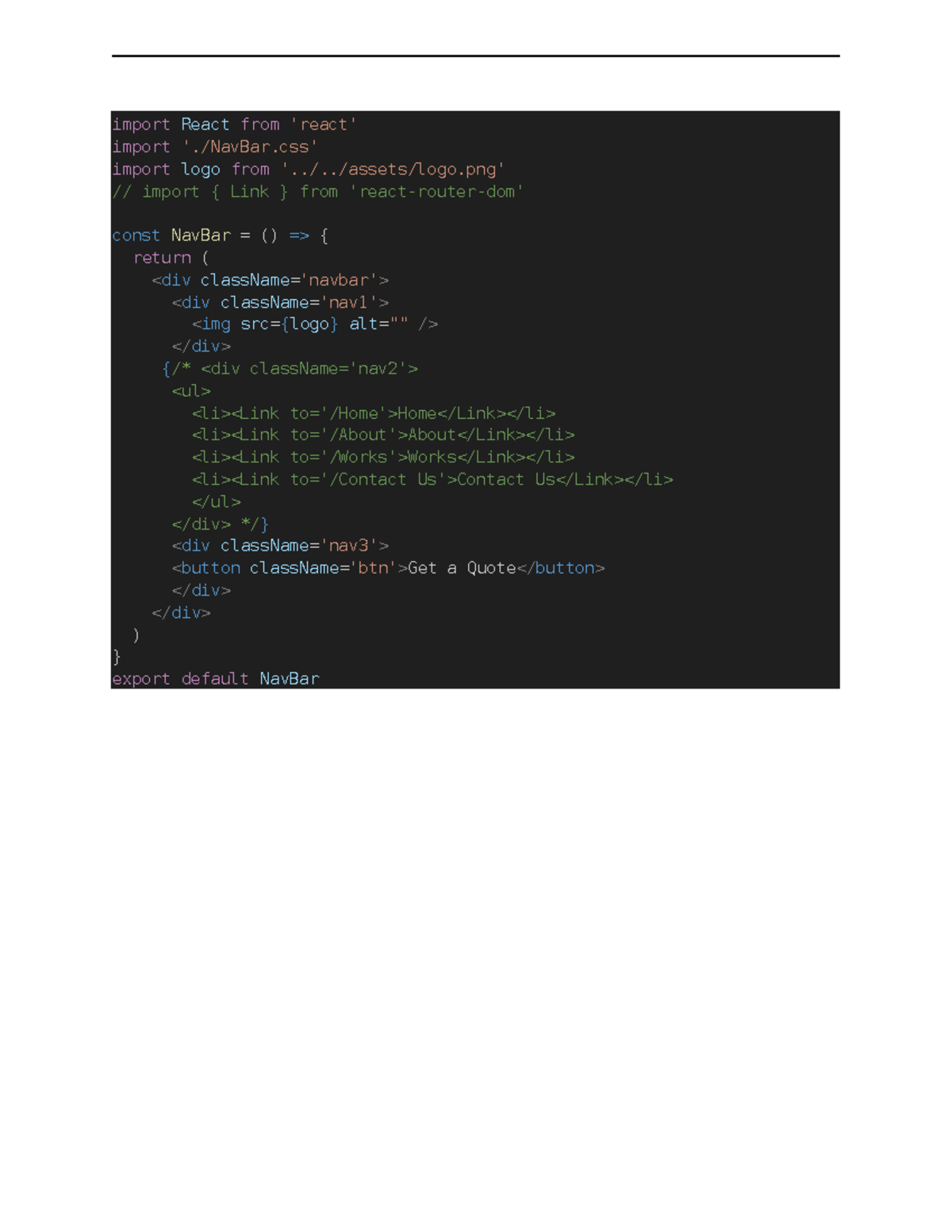 Css coding - import React from 'react' import './NavBar' import logo ...