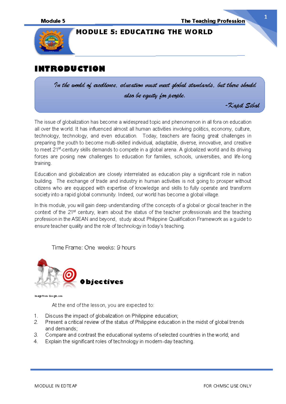 Module 5: Educating the World - Globalization in Teaching Profession ...