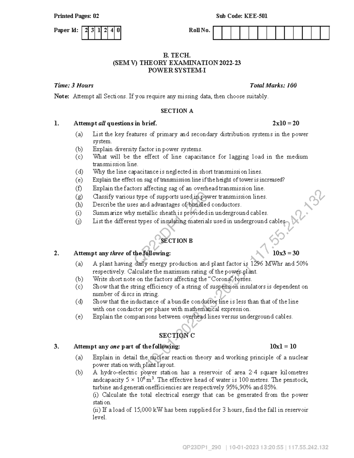 Power System Theory Exam Notes (B. TECH. SEM V) - Studocu