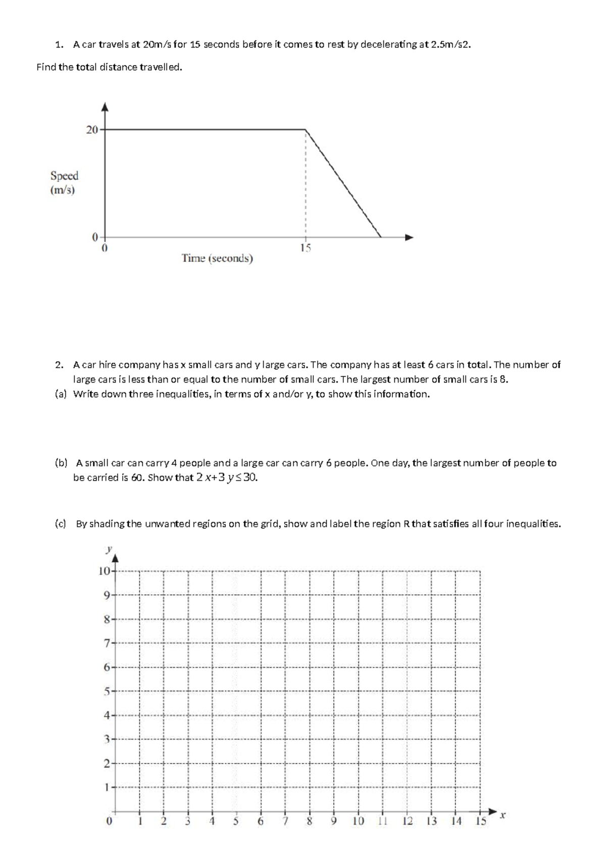 Mini Graphs Test - Notes for Math 101: Inequalities & Functions - Studocu