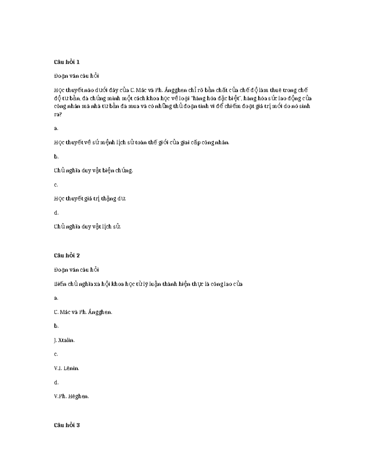 Câu hỏi Trắc Nghiệm về Chủ Nghĩa Xã Hội Khoa Học - CNXH 2023 - Studocu
