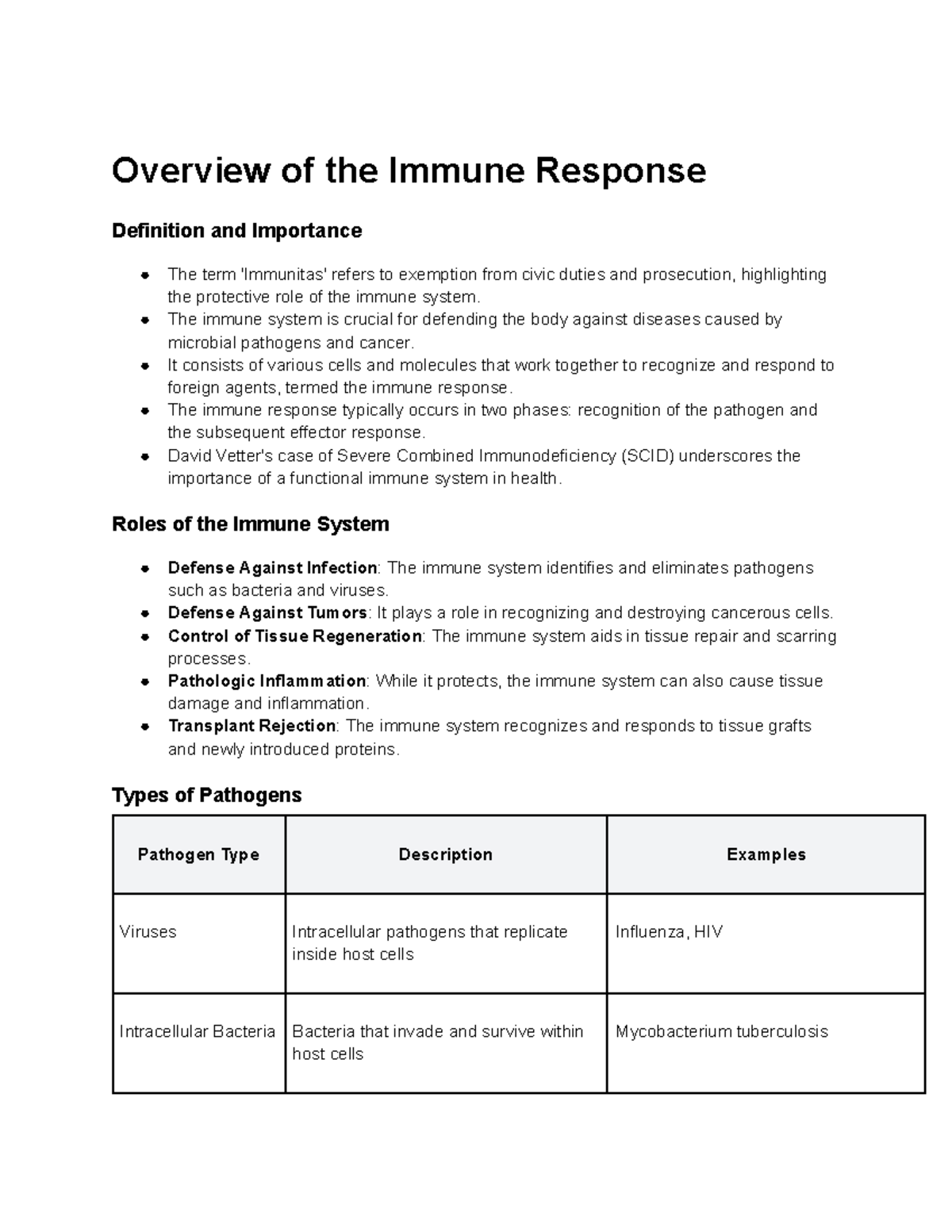 3710 Midterm 1 Notes: Overview of the Immune Response - Studocu