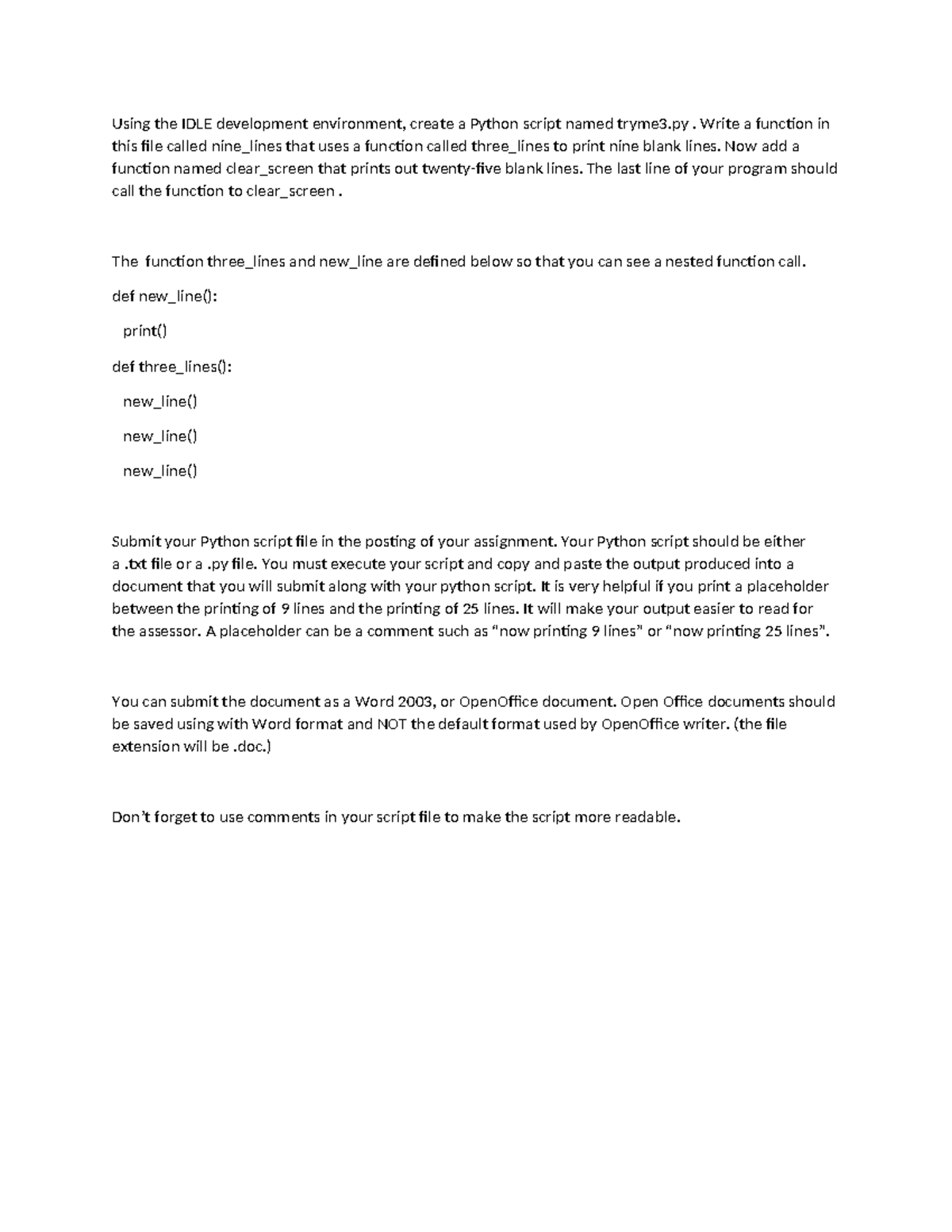 Programming Assignment 4: Python Script for Print Functions - Studocu