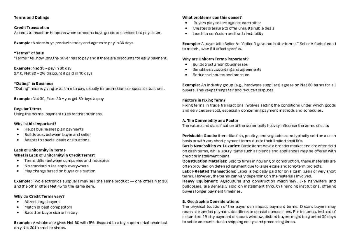 Credit and Collection _Quiz Lecture Notes - Studocu
