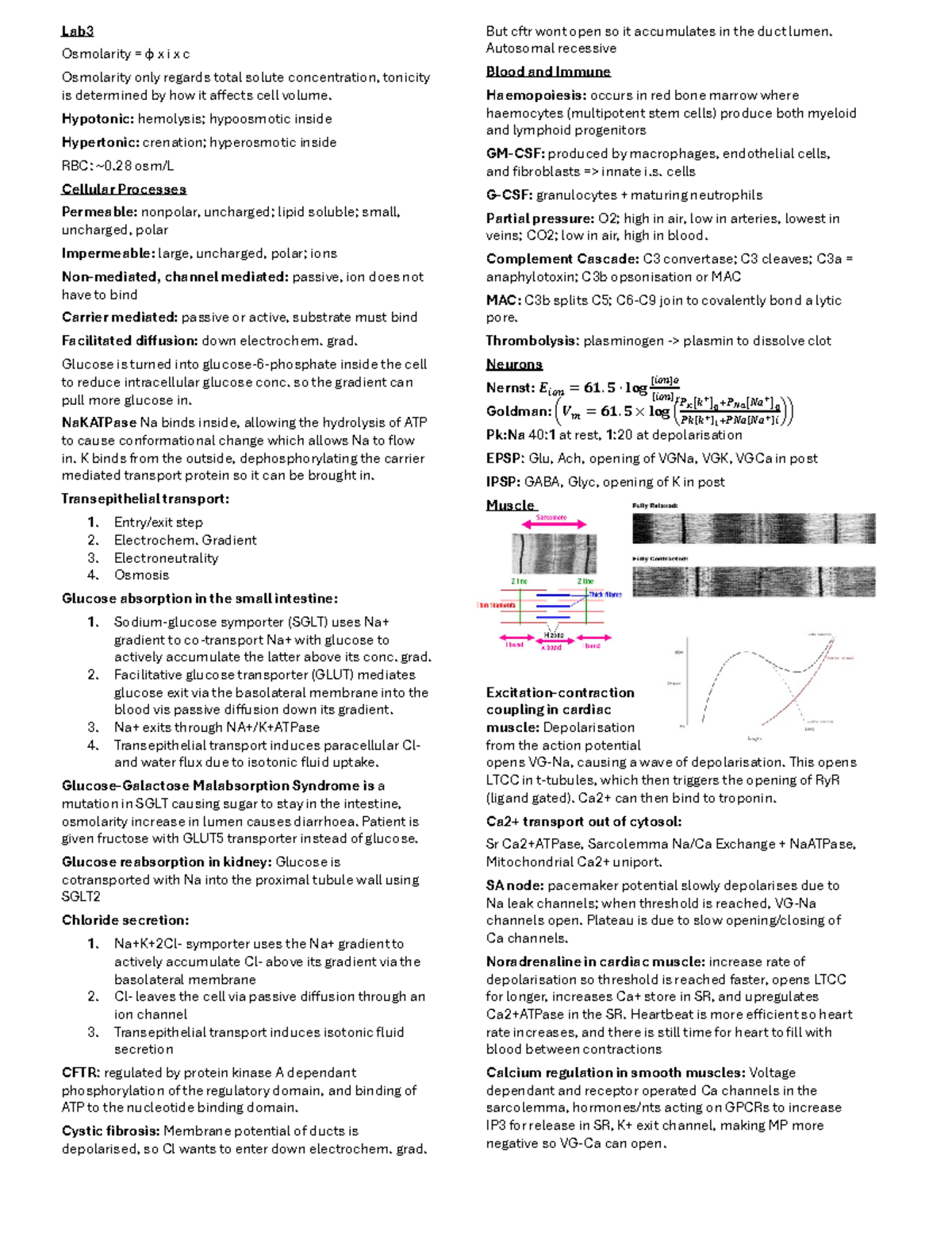 Biosci 107 cheat sheet - Lab Osmolarity = φ x i x c Osmolarity only ...