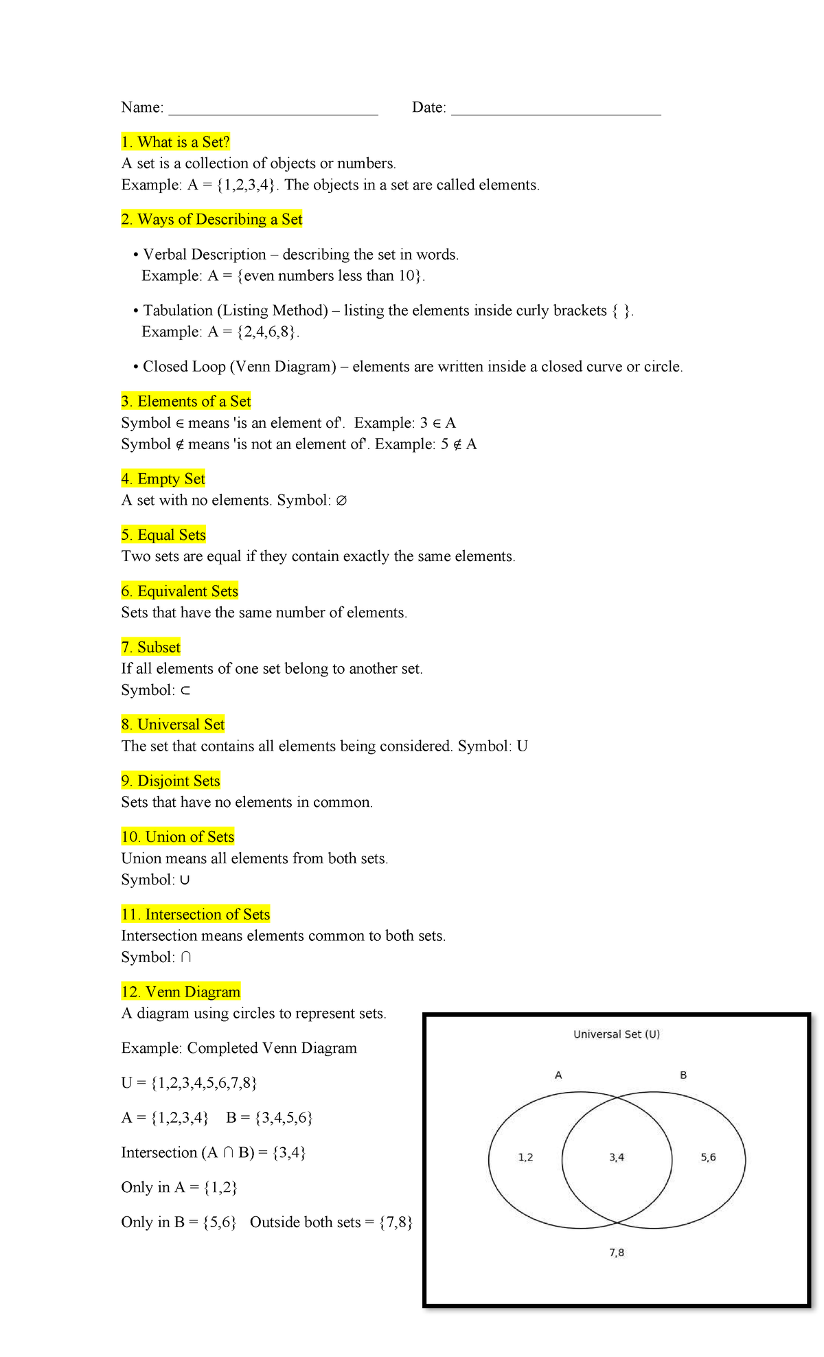 Sets - Lecture Notes on Set Theory Concepts - Studocu