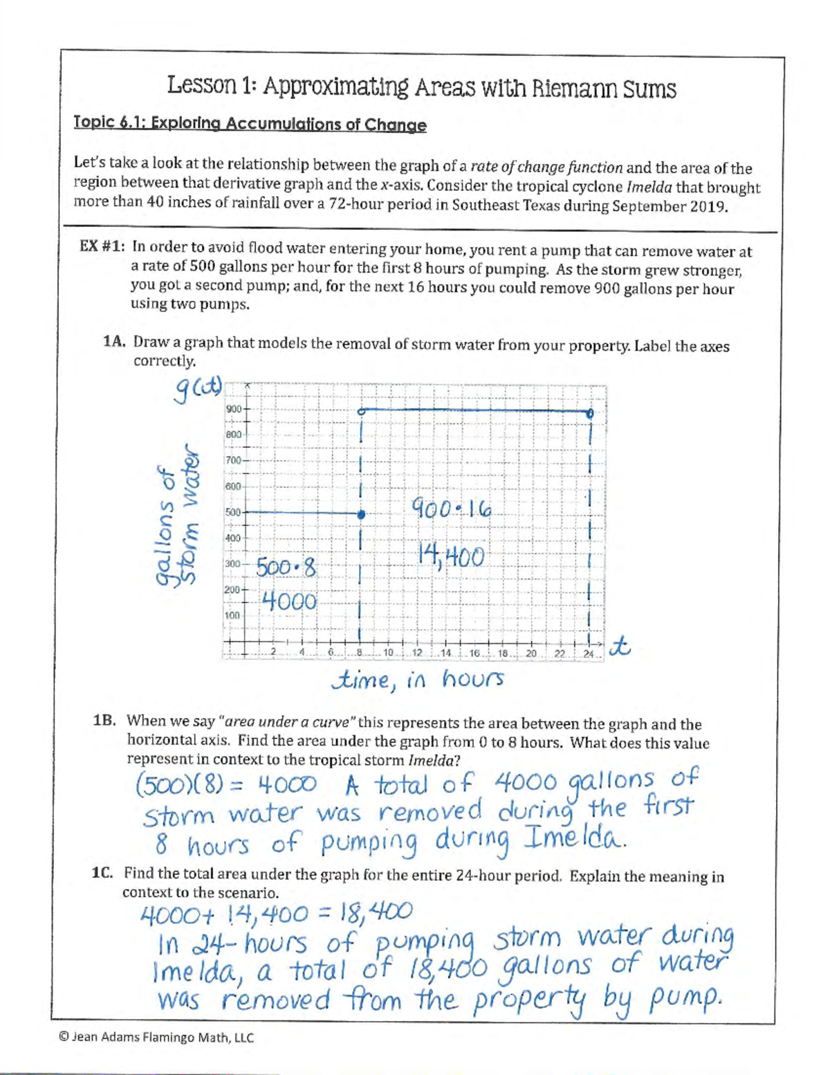 6.1 Guided Notes Key - Finding Area Using Riemann Sums Topic 6 ...