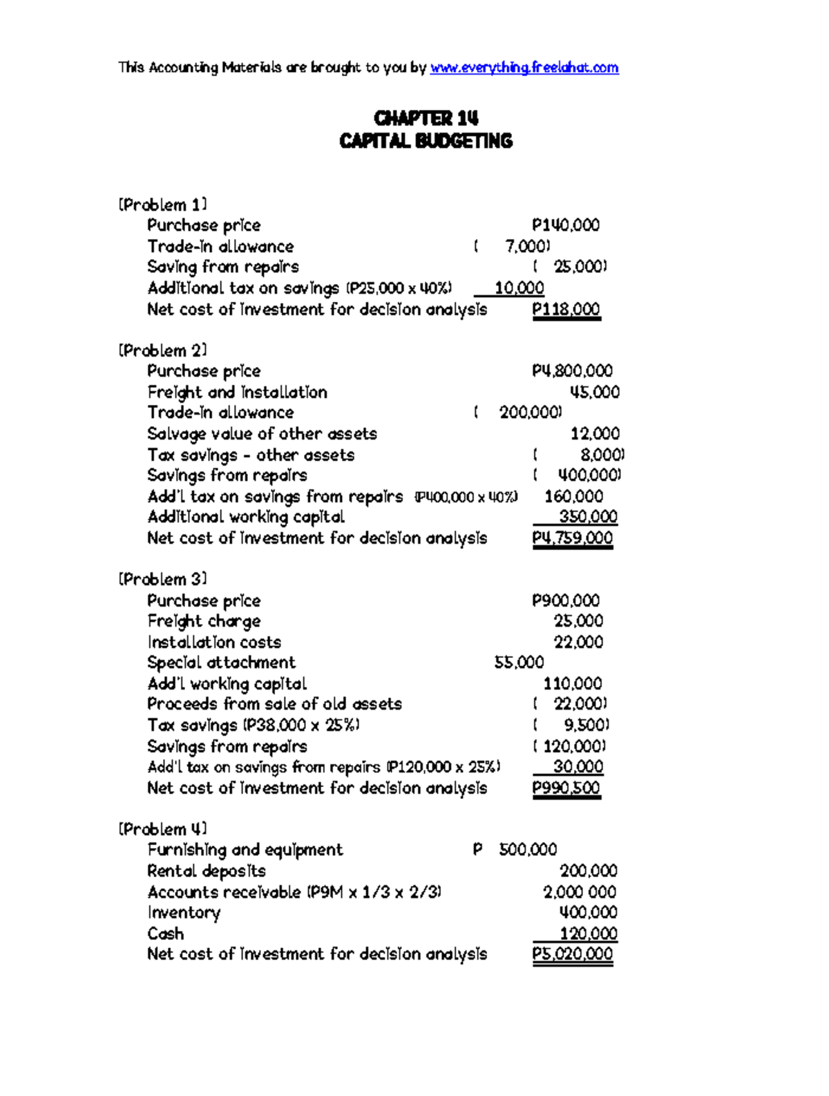 MAS2 CAP - Chapter 14: Capital Budgeting Analysis and Techniques - Studocu