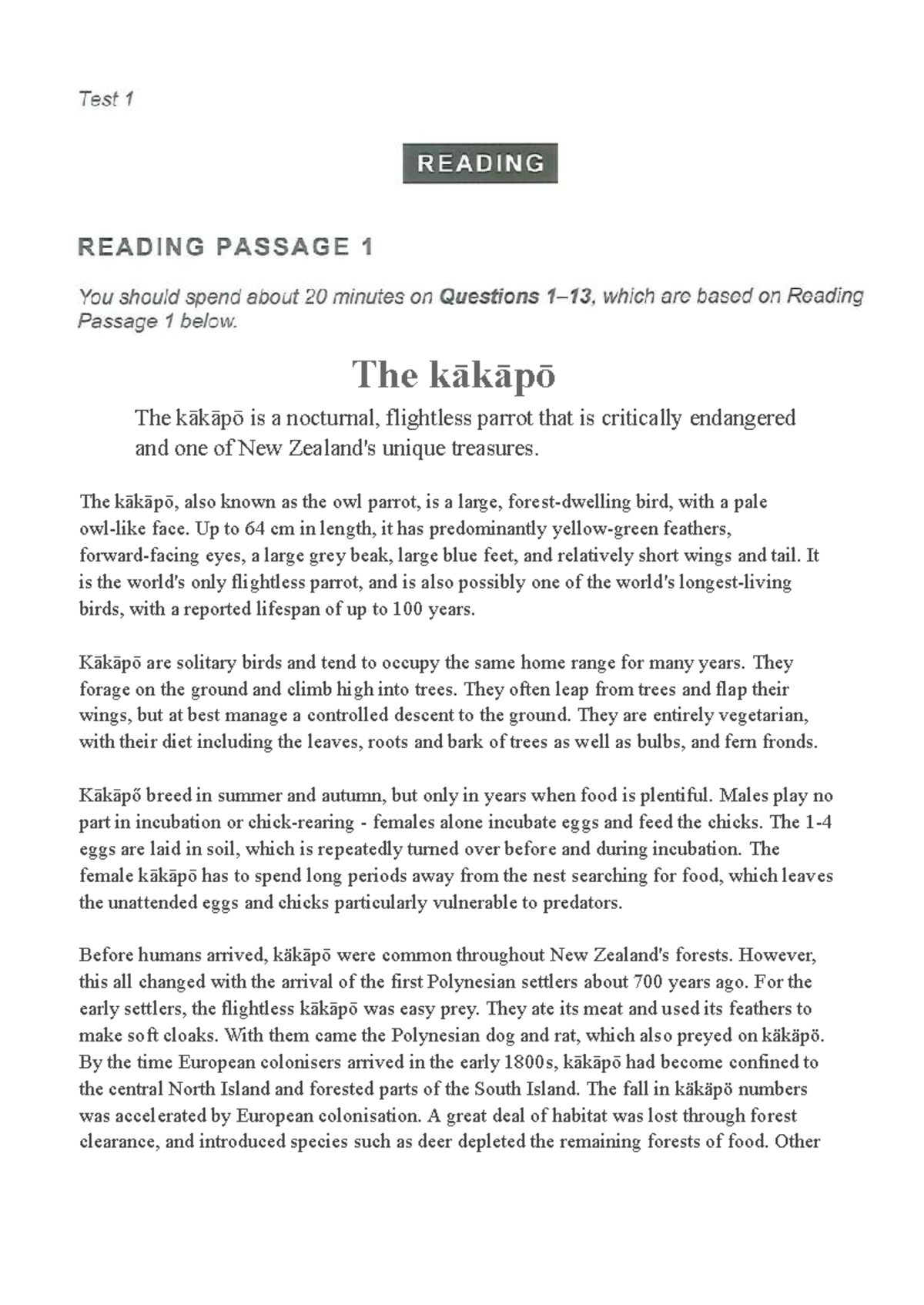 Cambridge IELTS 20 - Test 1 Reading Passage Analysis - Studocu