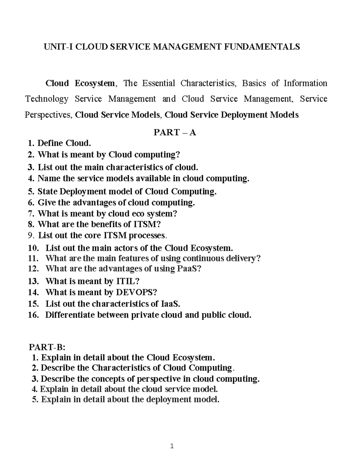 CCS336 - dg jnhgj - UNIT-I CLOUD SERVICE MANAGEMENT FUNDAMENTALS Cloud ...