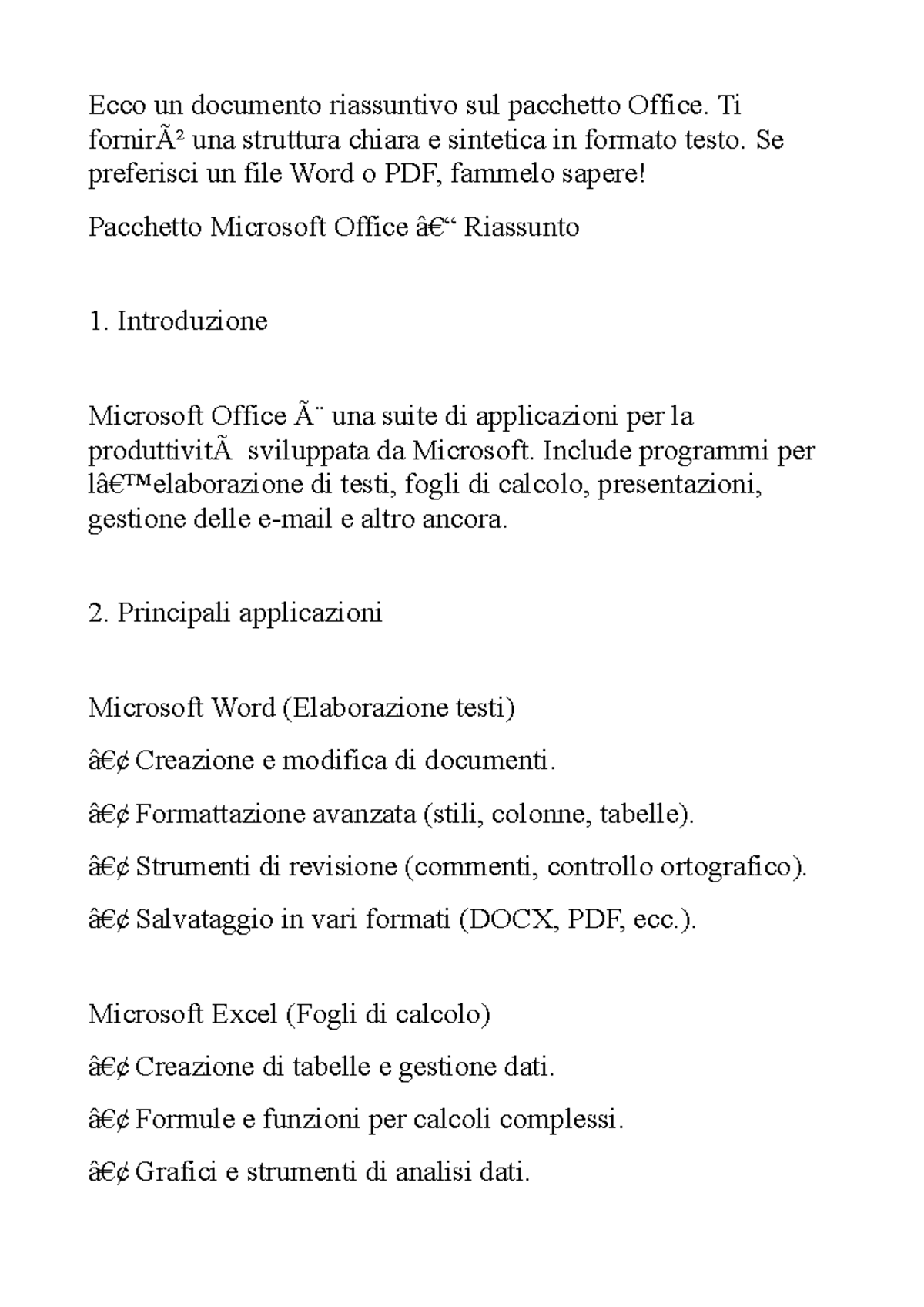 Riassunti sul Pacchetto Microsoft Office - Guida Completa - Studocu